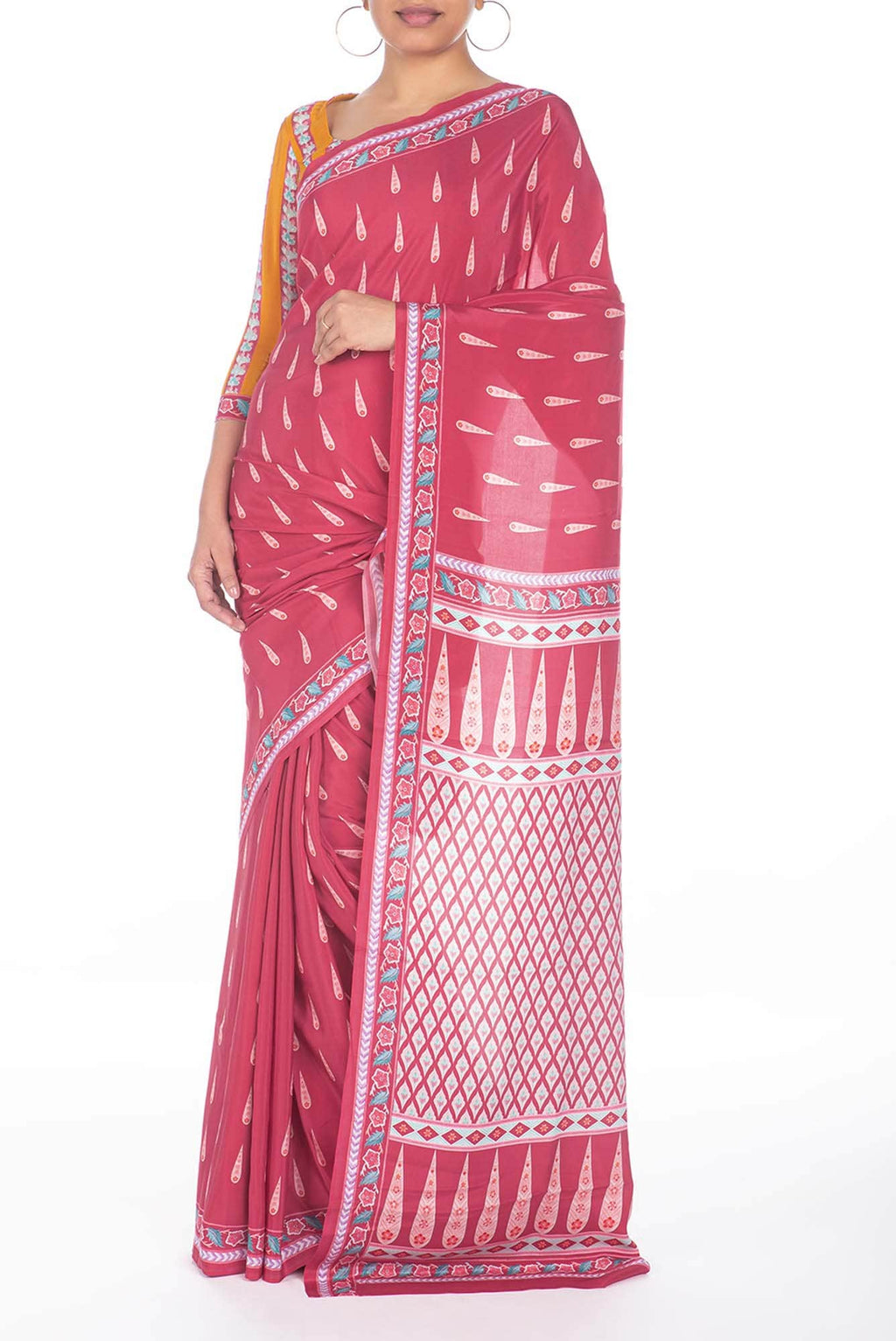 Rimjhim Dark pink floral design saree from Chintz Collection, Designed by Nalli