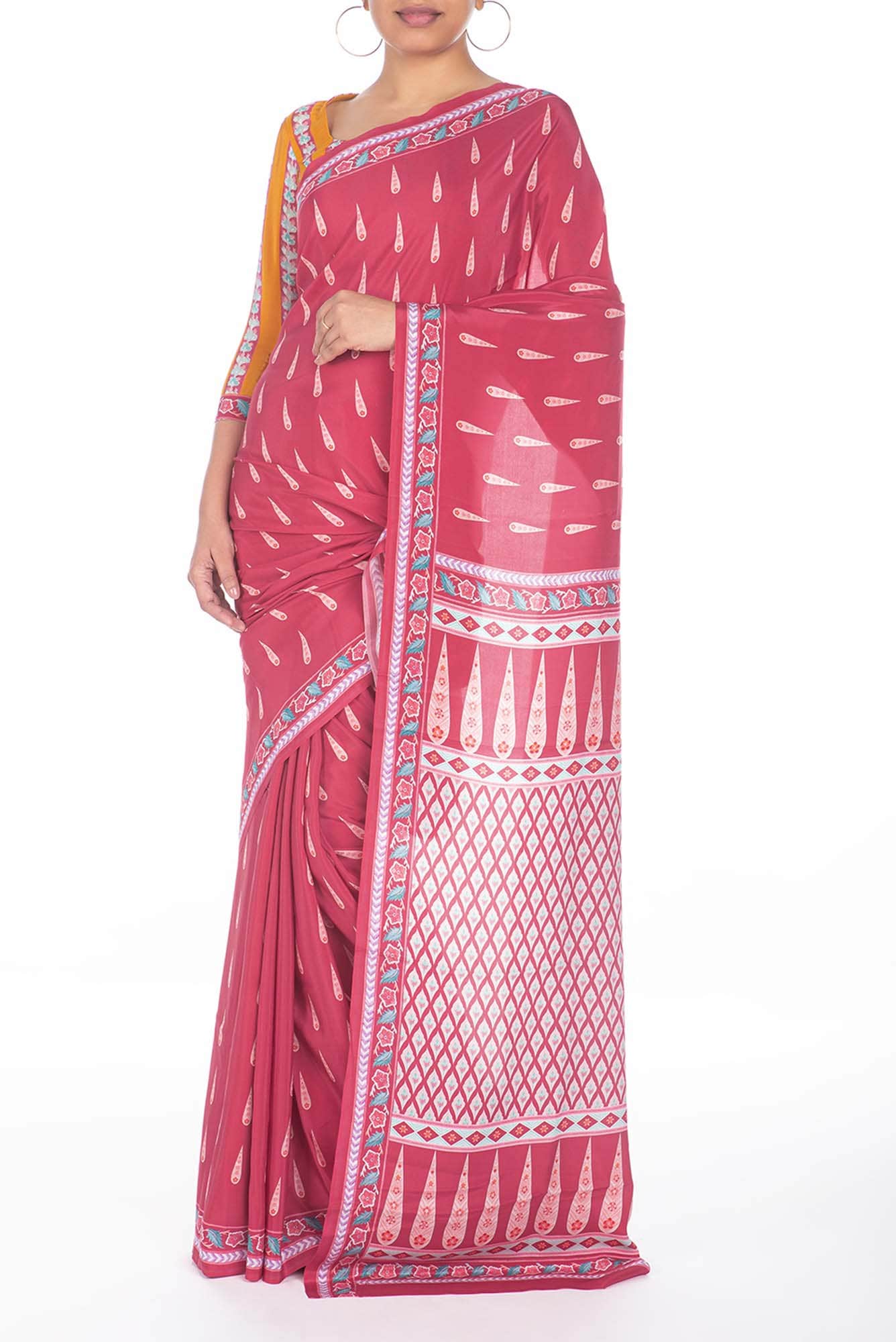 Rimjhim Dark pink floral design saree from Chintz Collection, Designed by Nalli