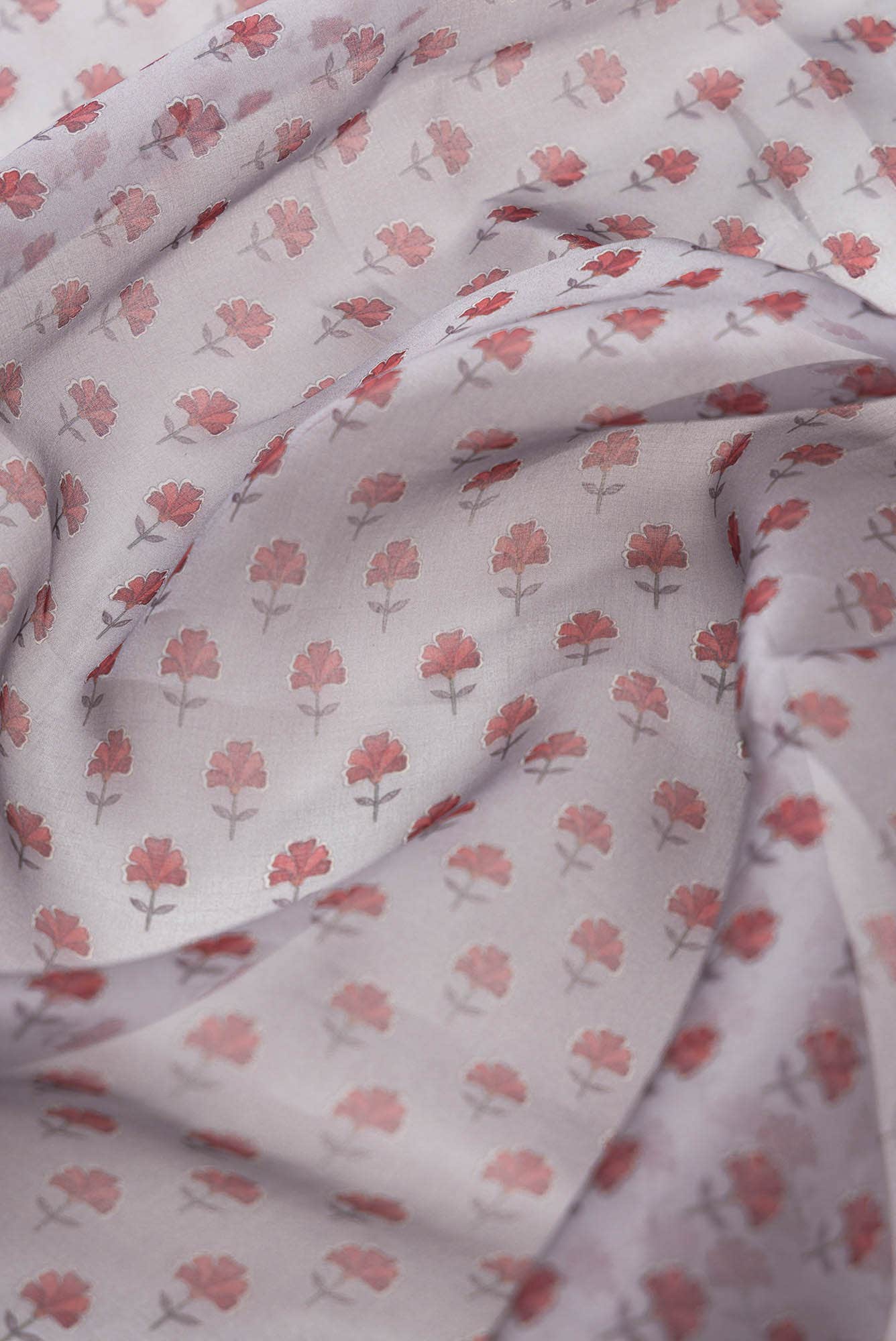 Pushpavalli Grey floral design saree from Chintz Collection, Designed by Nalli