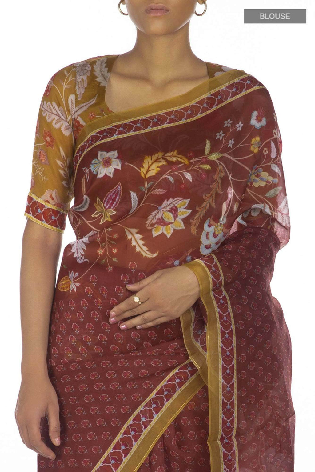 Pushpavalli Maroon floral design saree from Chintz Collection, Designed by Nalli