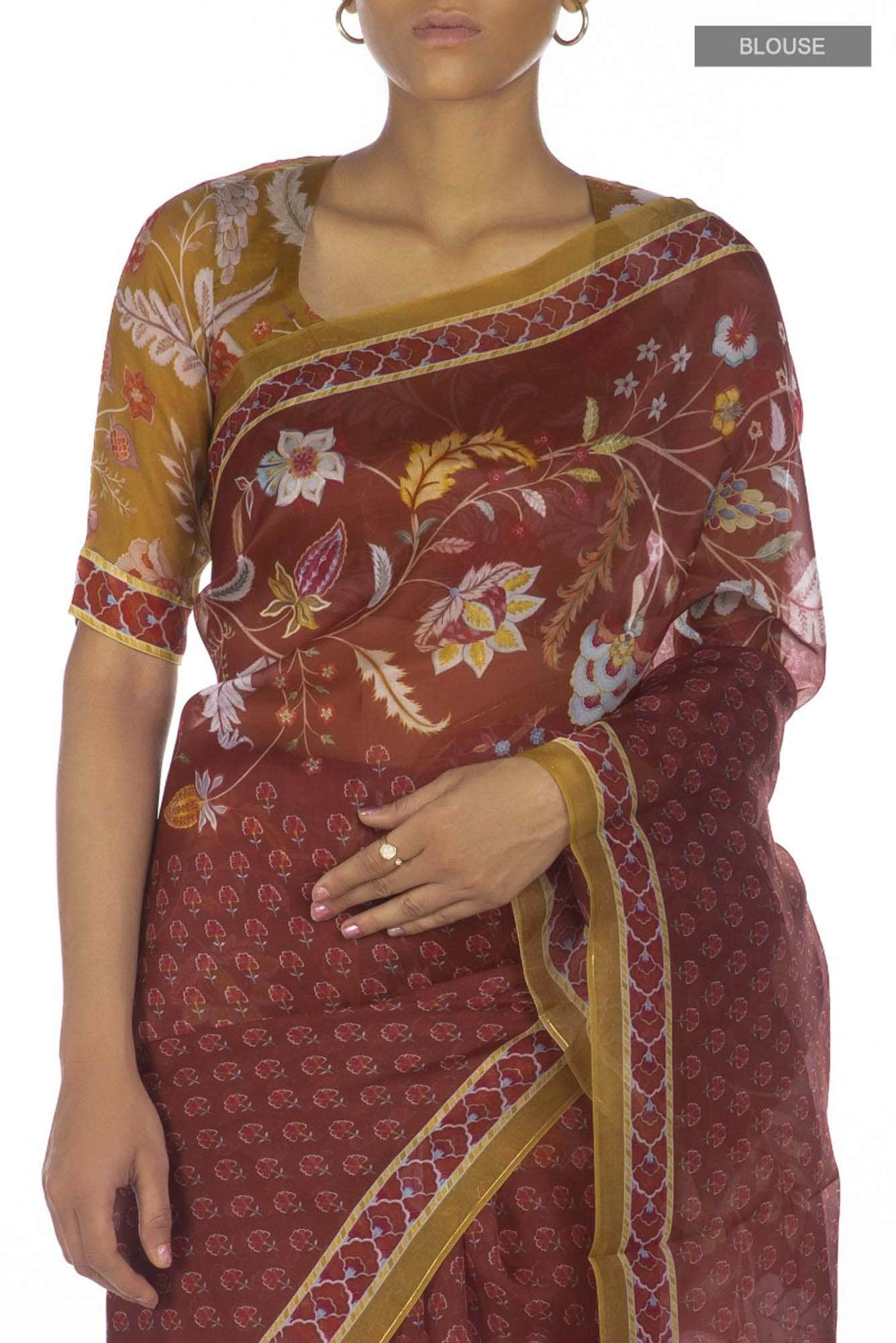Pushpavalli Maroon floral design saree from Chintz Collection, Designed by Nalli