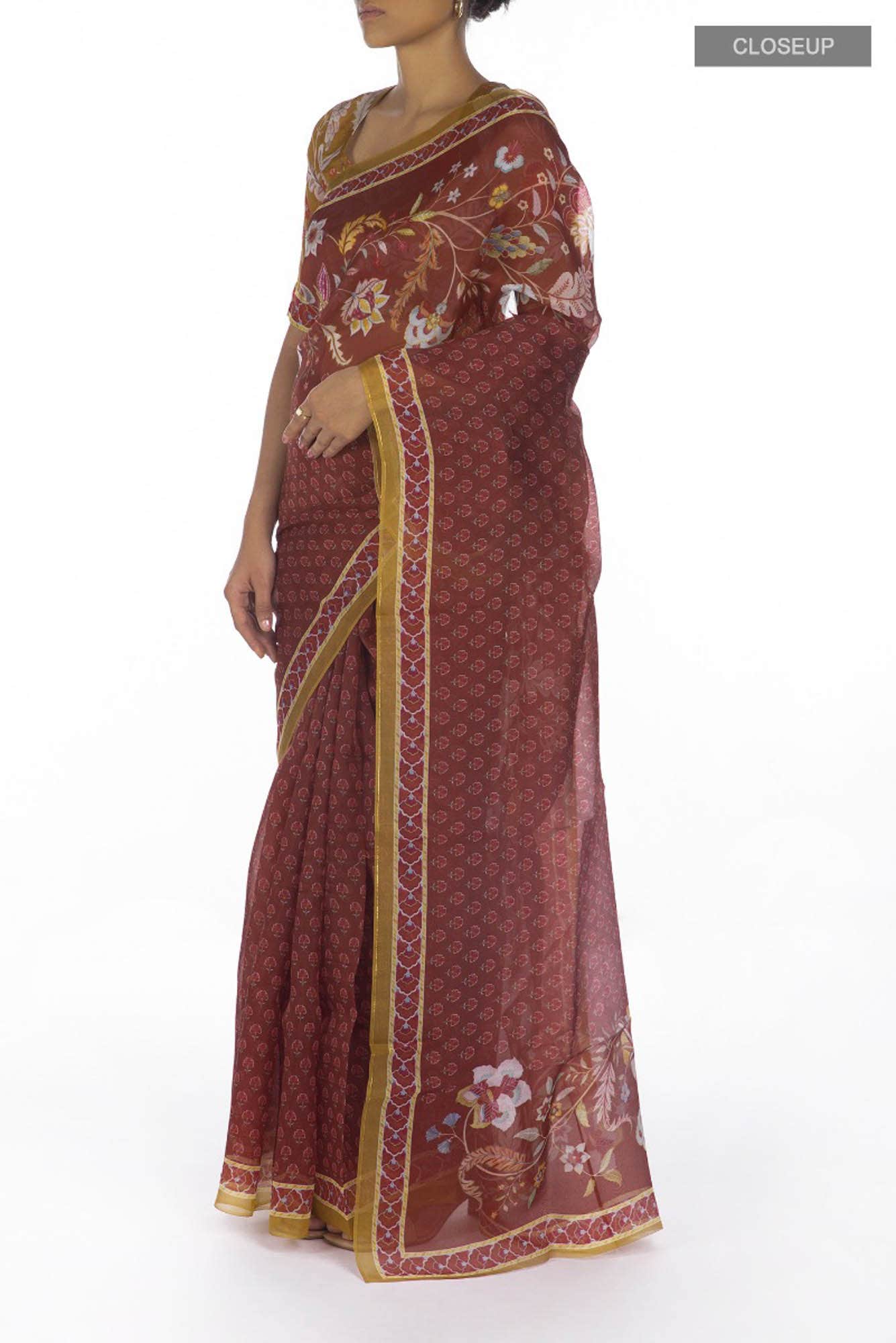 Pushpavalli Maroon floral design saree from Chintz Collection, Designed by Nalli