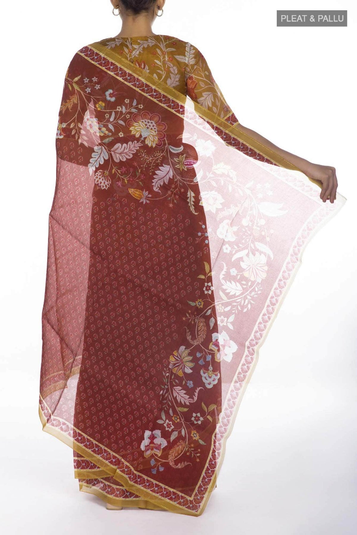 Pushpavalli Maroon floral design saree from Chintz Collection, Designed by Nalli