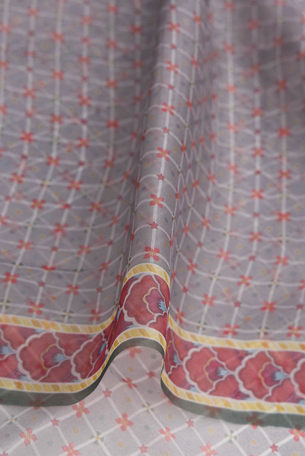 Guldasta Grey floral design saree from Chintz Collection, Designed by Nalli