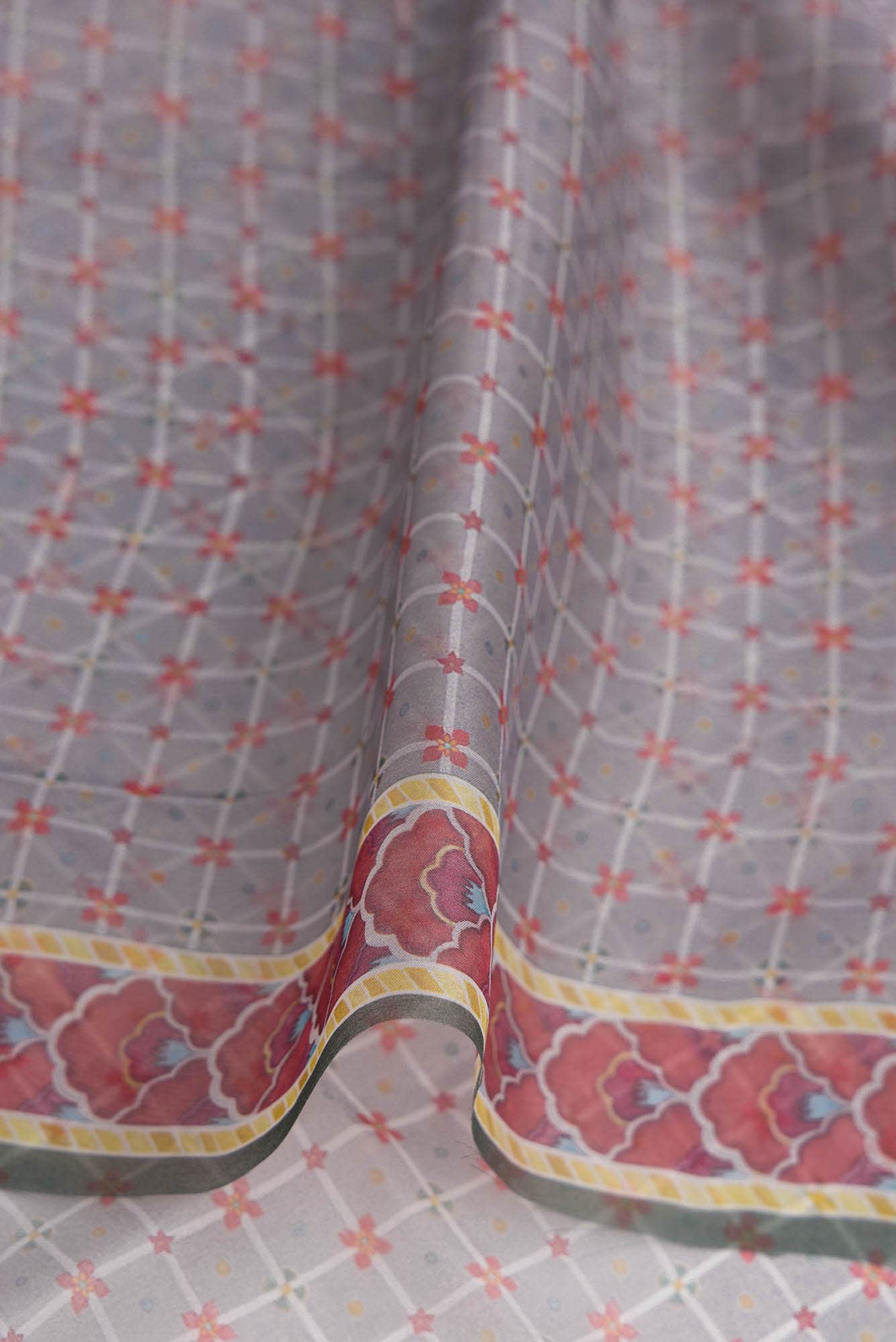 Guldasta Grey floral design saree from Chintz Collection, Designed by Nalli