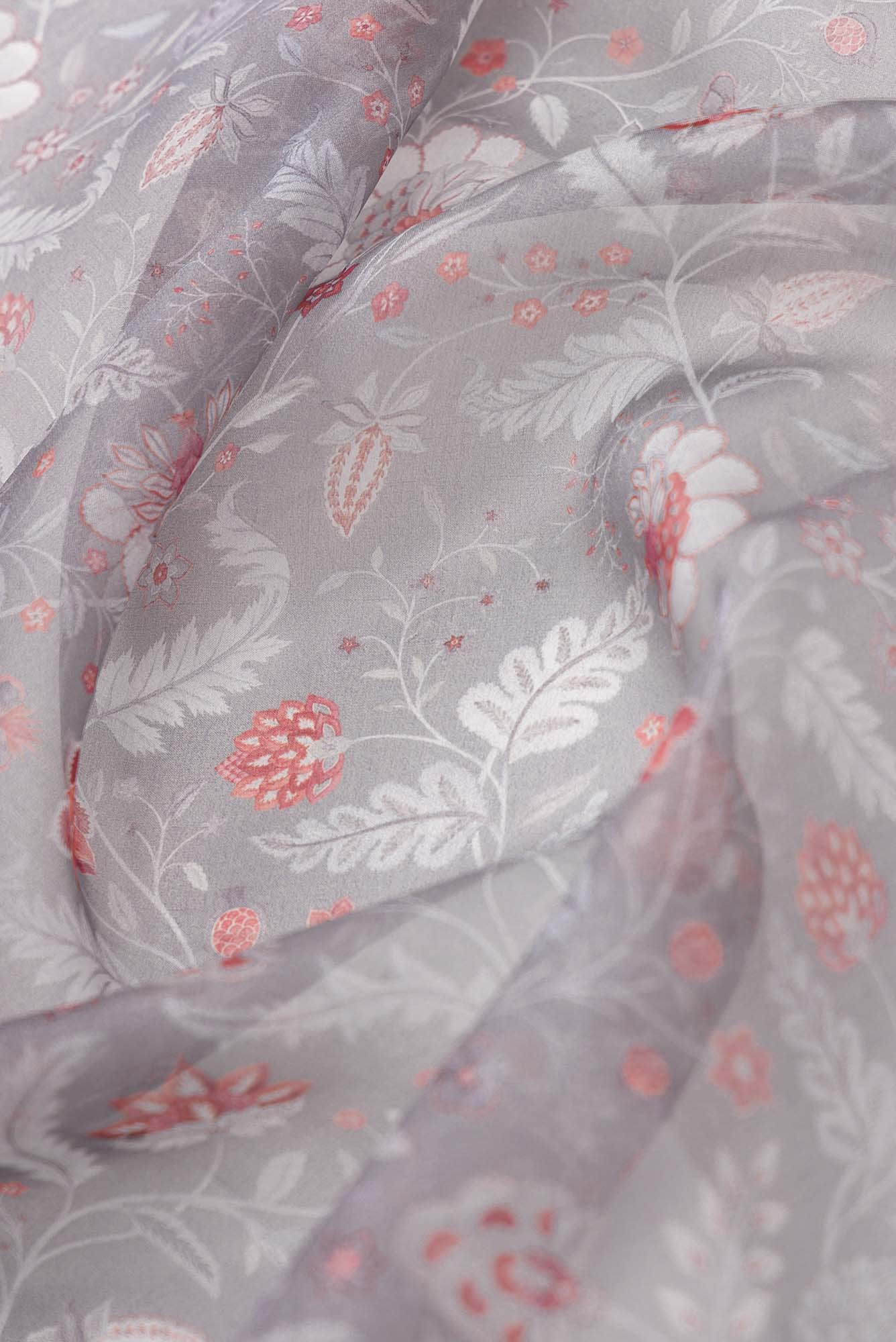 Guldasta Grey floral design saree from Chintz Collection, Designed by Nalli