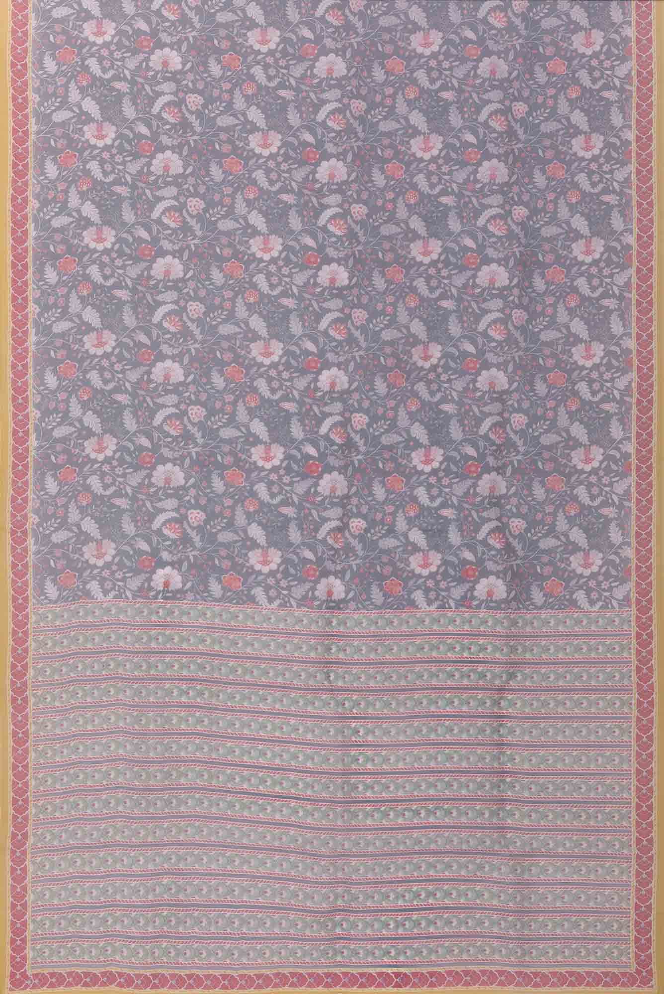 Guldasta Steel grey floral design saree from Chintz Collection, Designed by Nalli