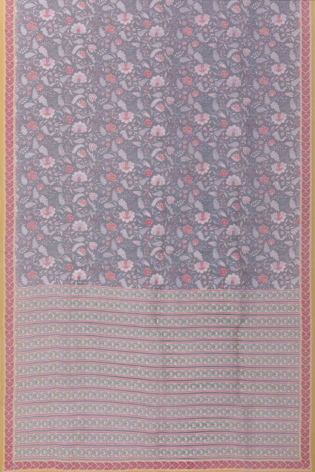 Guldasta Steel grey floral design saree from Chintz Collection, Designed by Nalli
