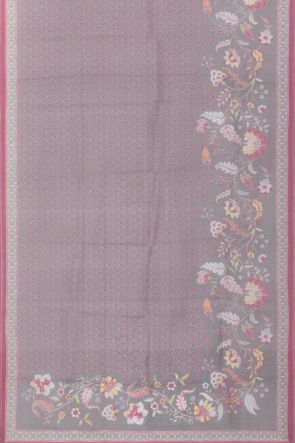 Pushpavalli Grey floral design saree from Chintz Collection, Designed by Nalli