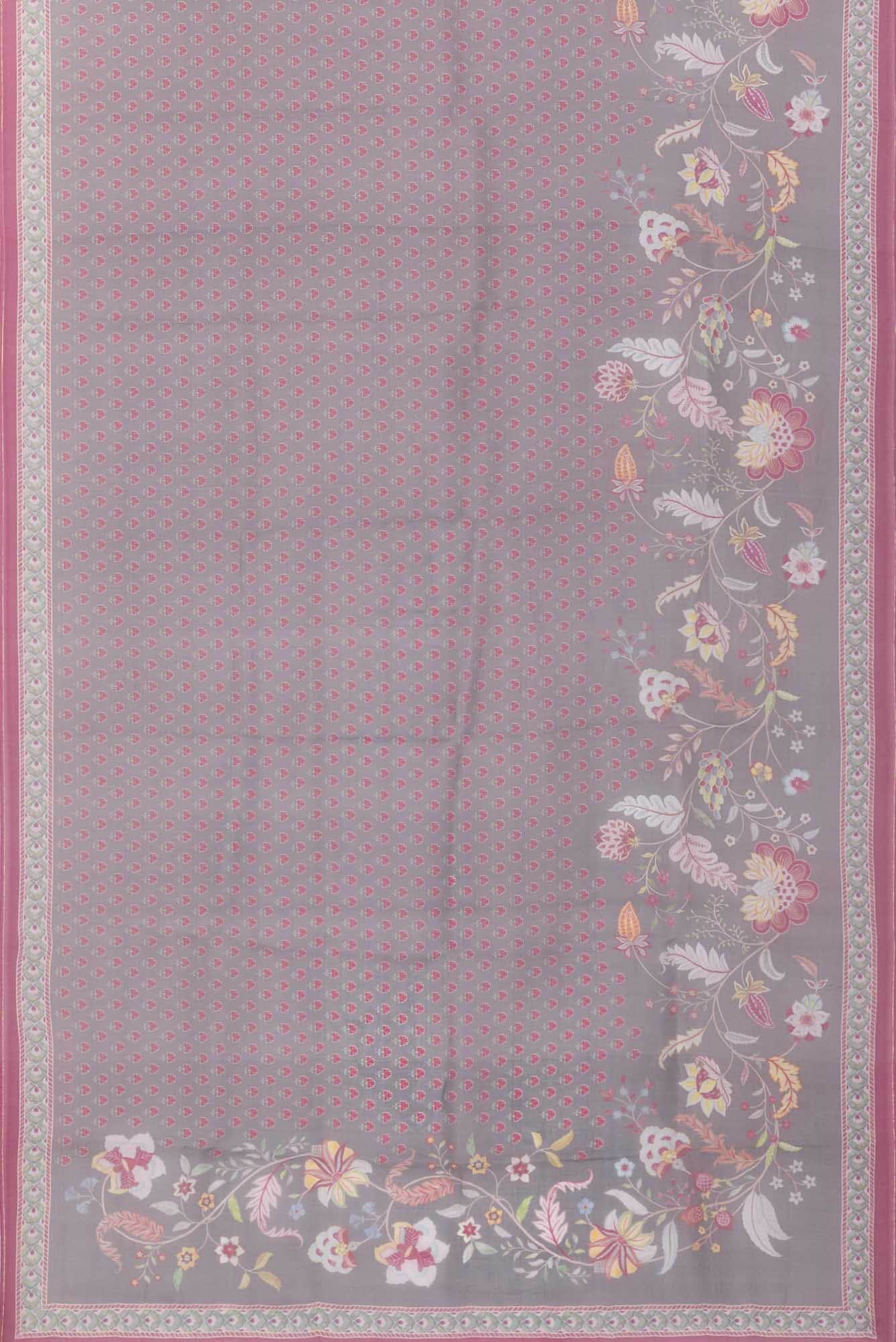 Pushpavalli Grey floral design saree from Chintz Collection, Designed by Nalli