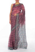 Leher Maroon floral design saree from Chintz Collection, Designed by Nalli