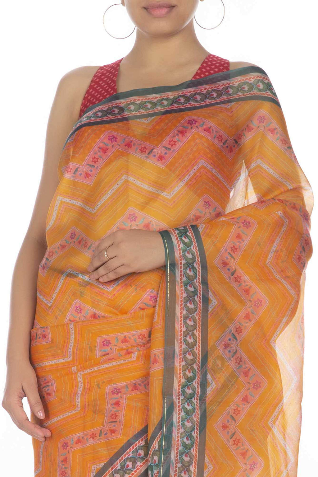 Leher yellow floral design saree from Chintz Collection, Designed by Nalli