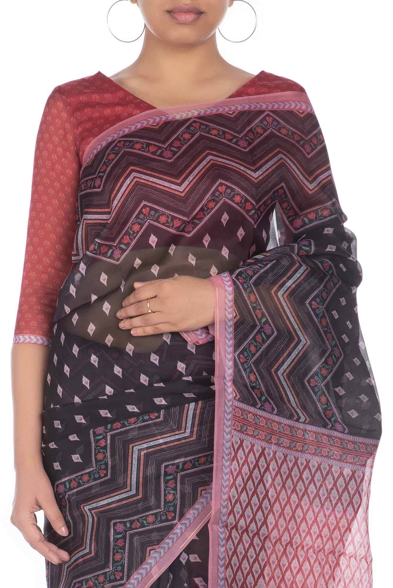 Butidar Black floral design saree from Chintz Collection, Designed by Nalli