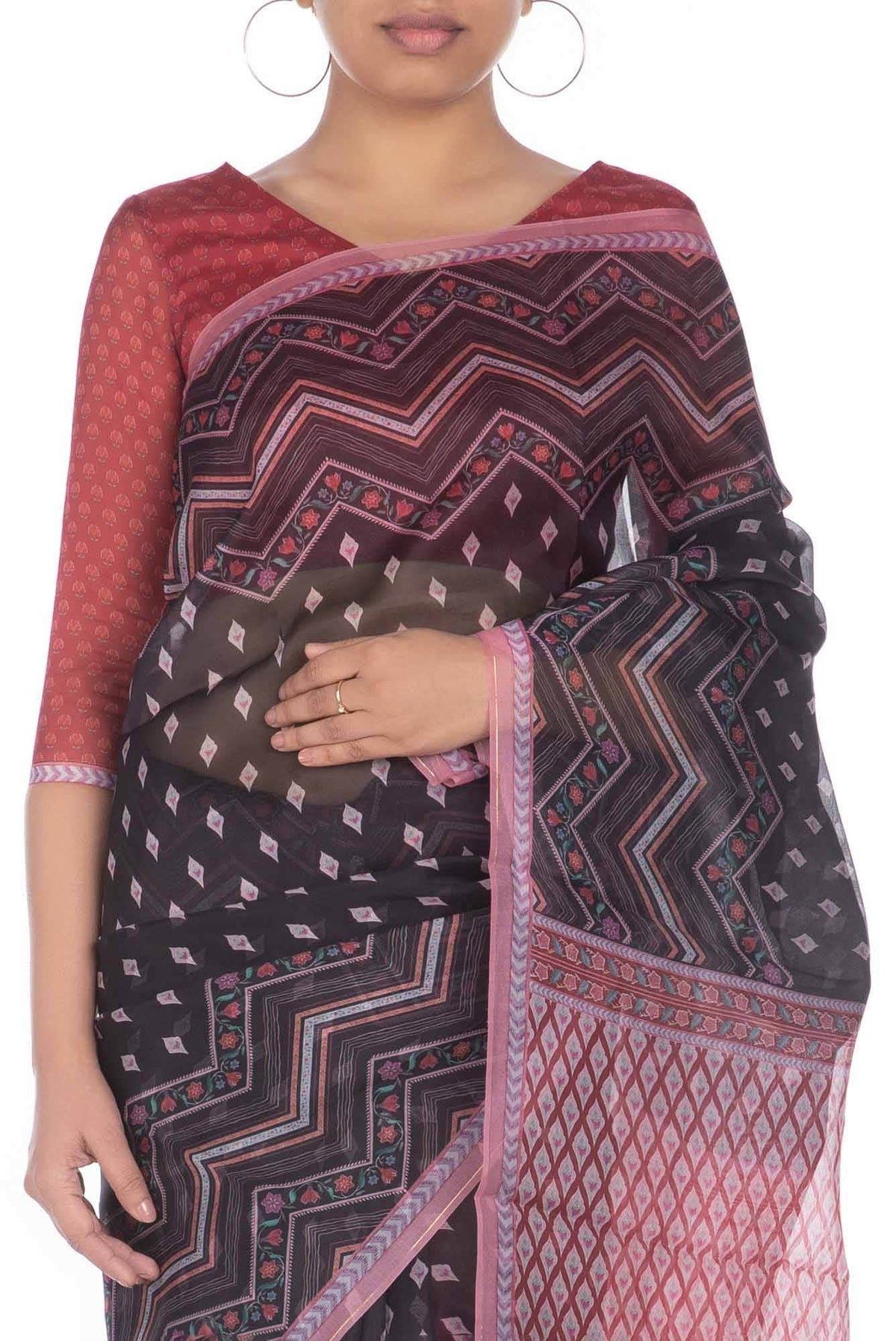 Butidar Black floral design saree from Chintz Collection, Designed by Nalli