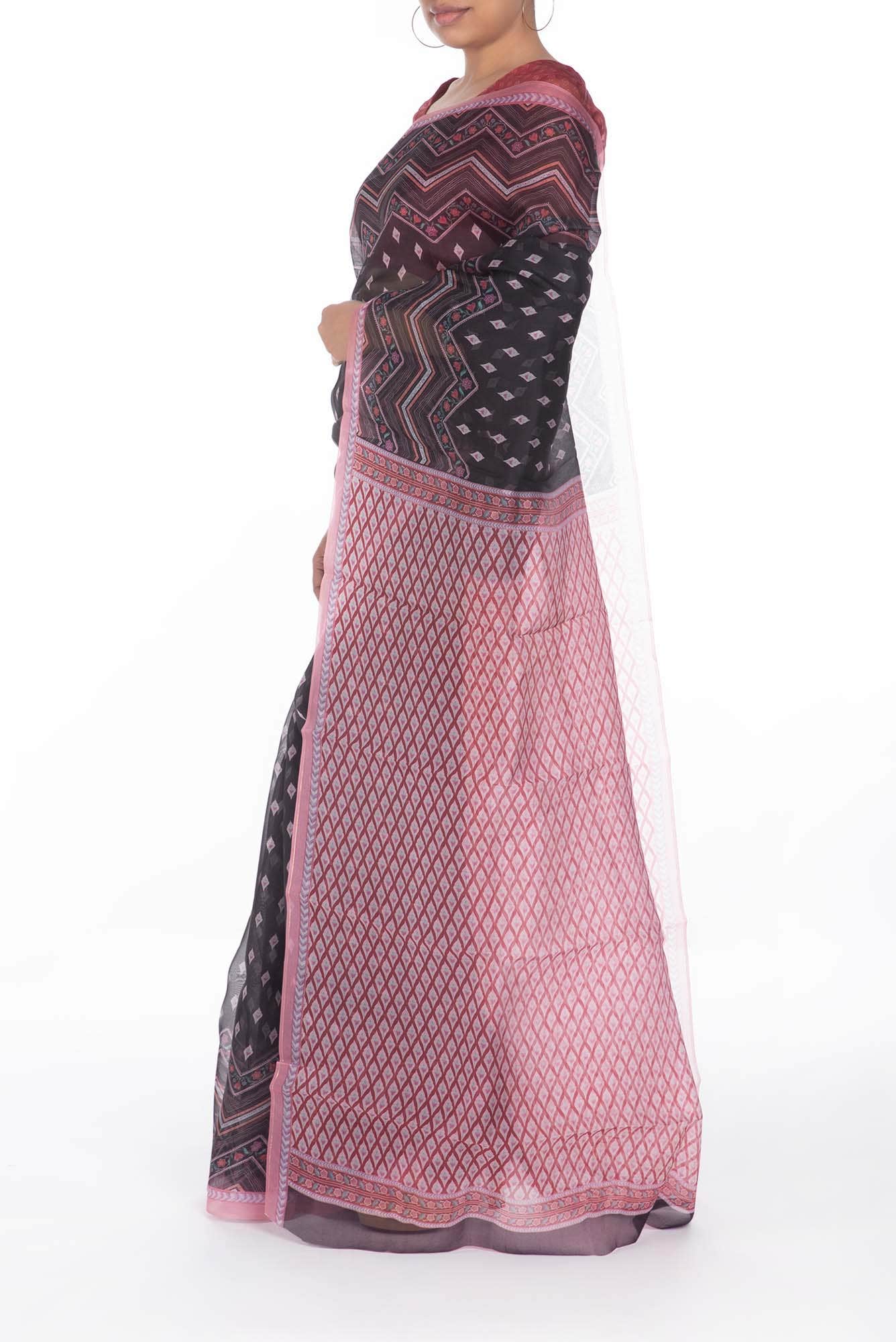 Butidar Black floral design saree from Chintz Collection, Designed by Nalli