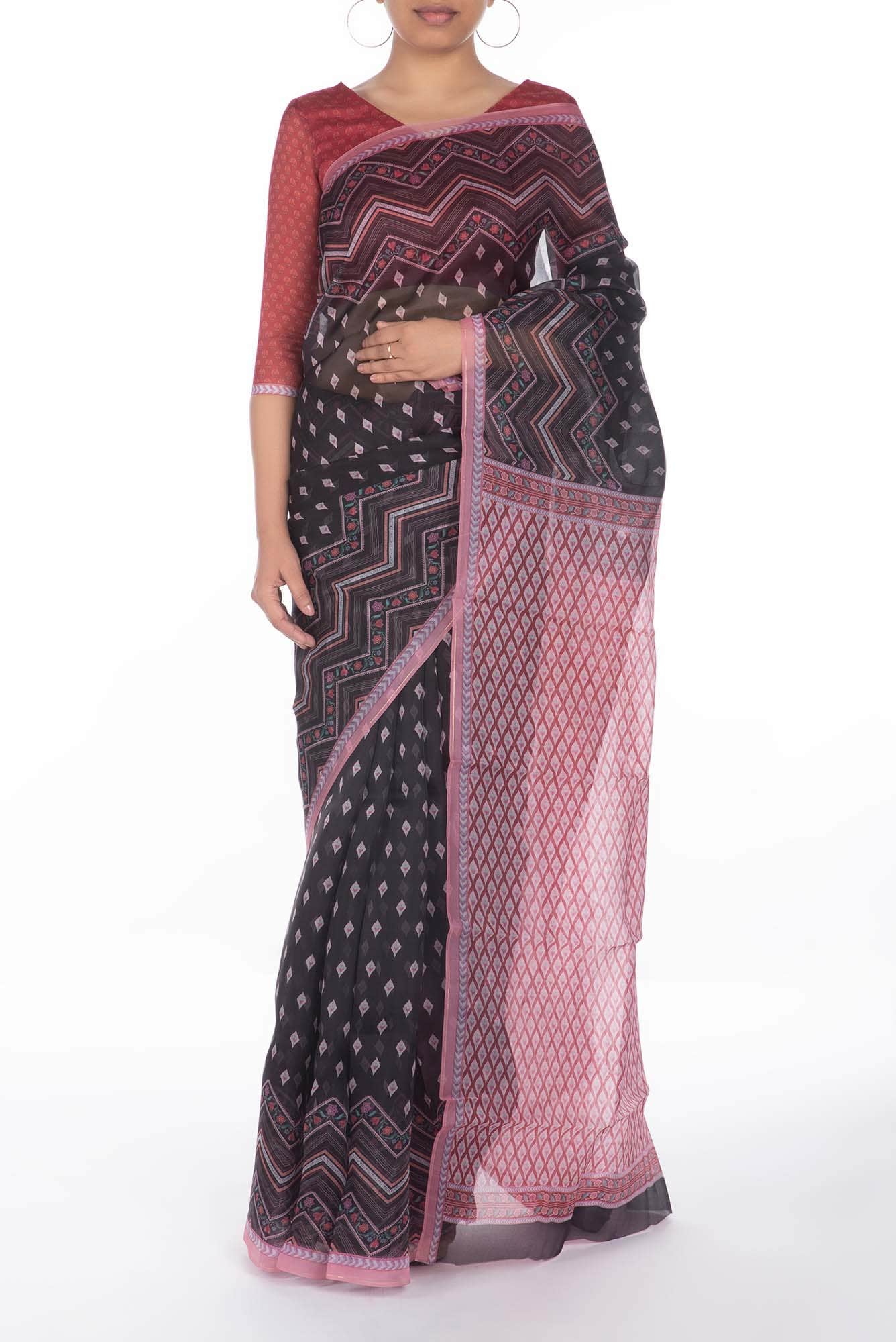 Butidar Black floral design saree from Chintz Collection, Designed by Nalli