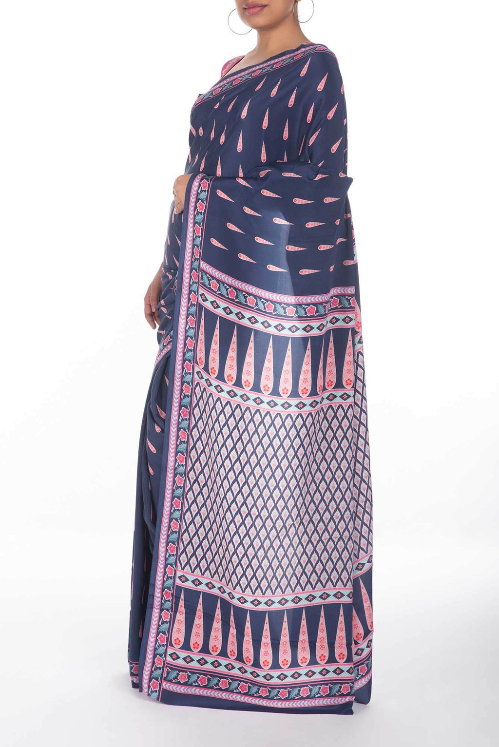 Rimjhim Navy Blue floral design saree from Chintz Collection, Designed by Nalli