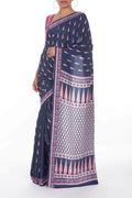 Rimjhim Navy Blue floral design saree from Chintz Collection, Designed by Nalli