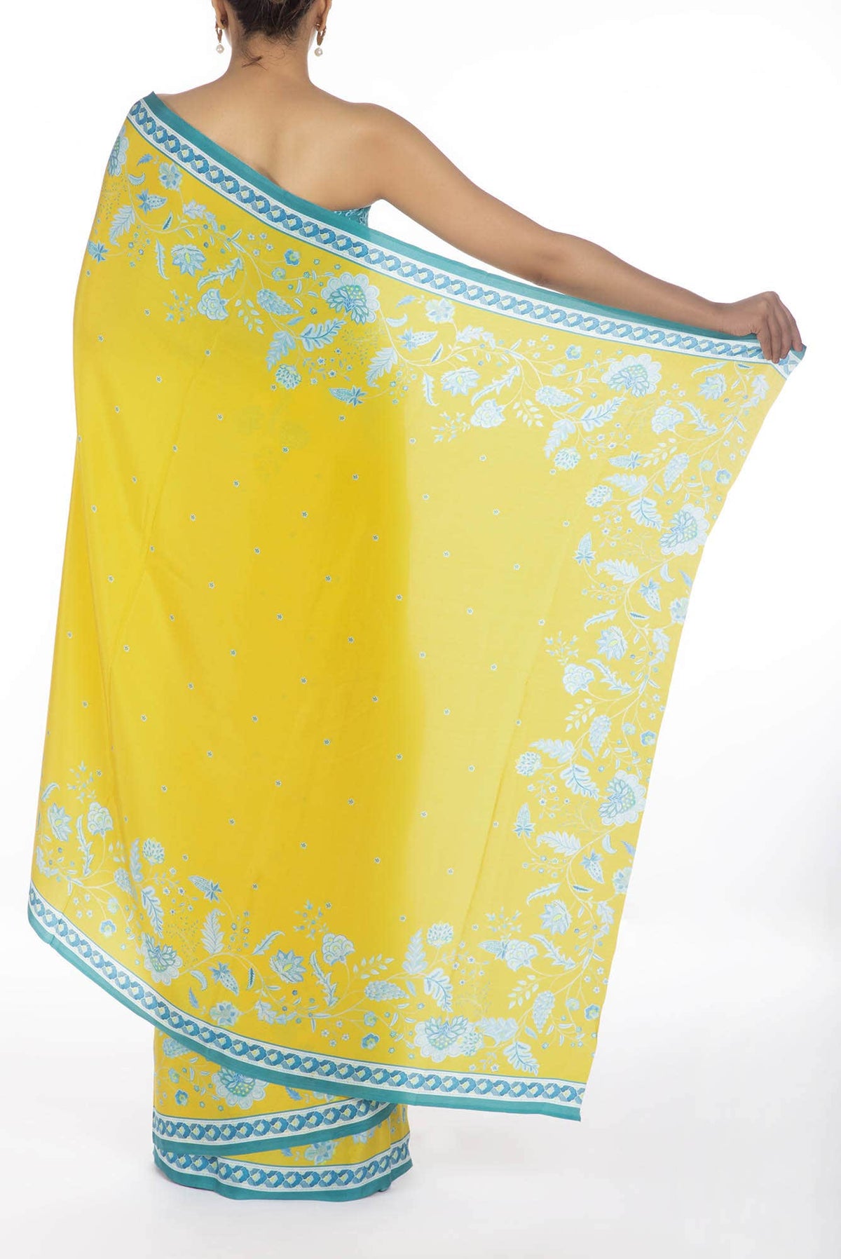 Chandni Yellow floral design saree from Chintz Collection, Designed by Nalli