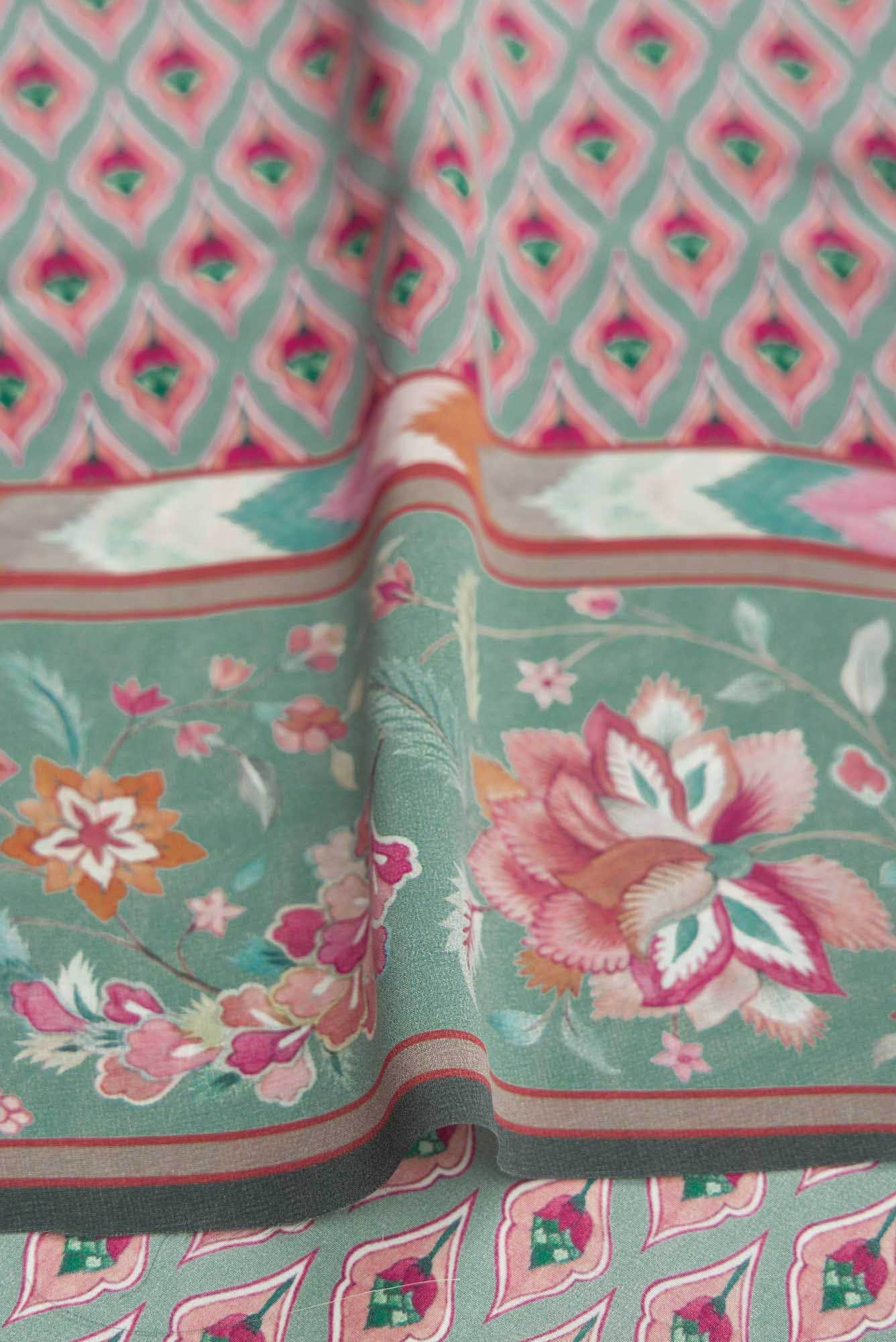 BagichaPeach floral design saree from Chintz Collection, Designed by Nalli