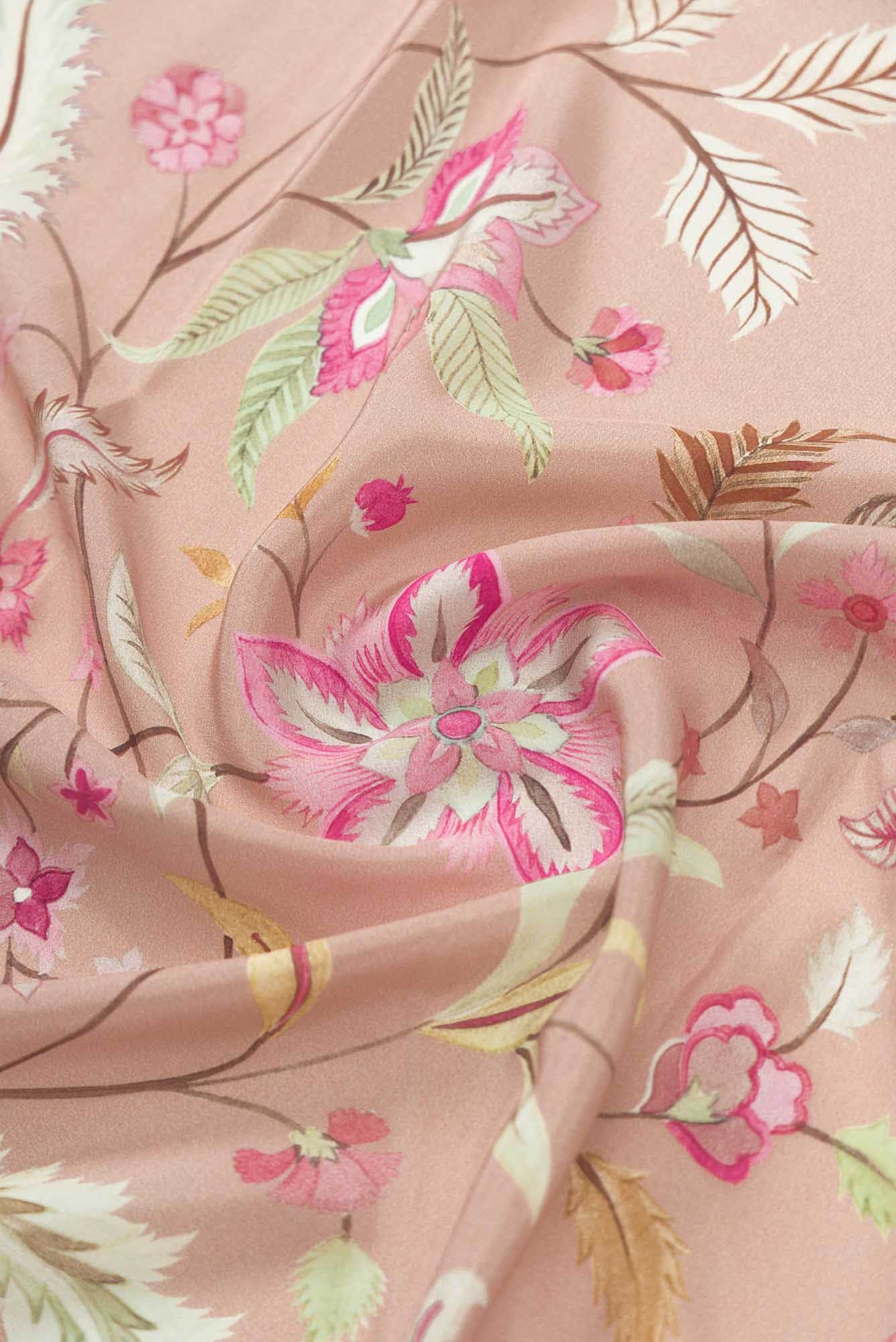 BagichaPeach floral design saree from Chintz Collection, Designed by Nalli