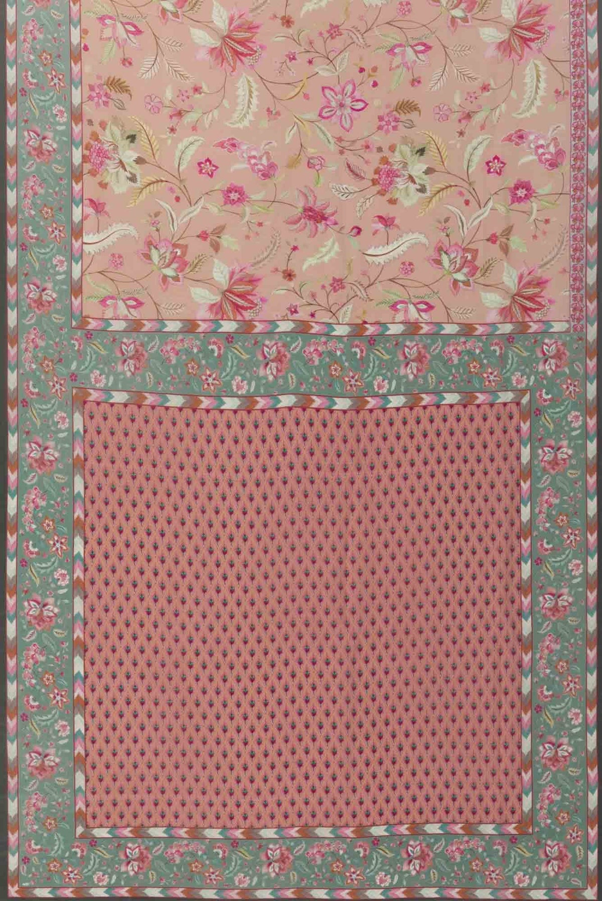 Bagicha - Peach floral design saree from Chintz Collection, Designed by Nalli