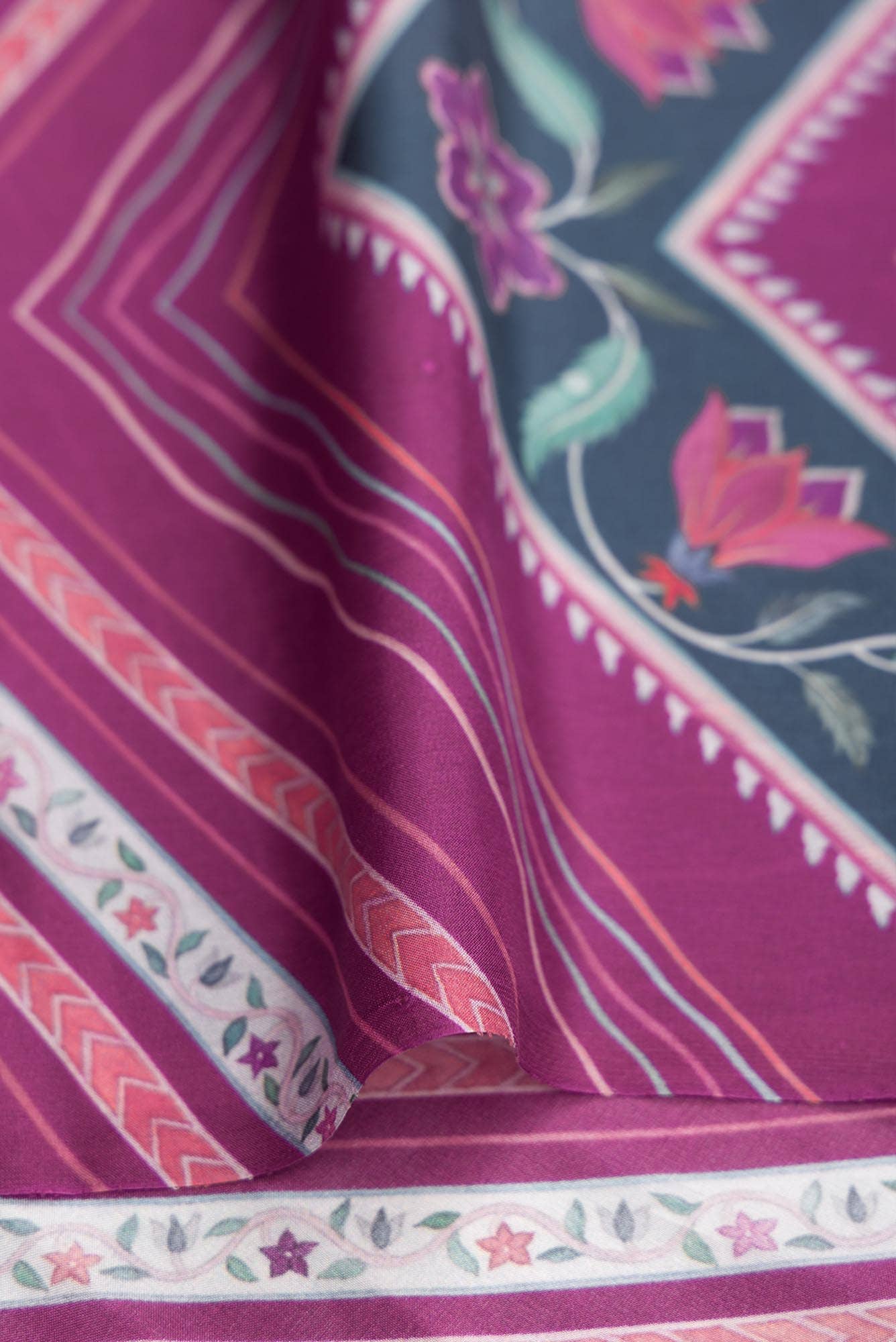 Premika Dark Teal floral design saree from Chintz Collection, Designed by Nalli