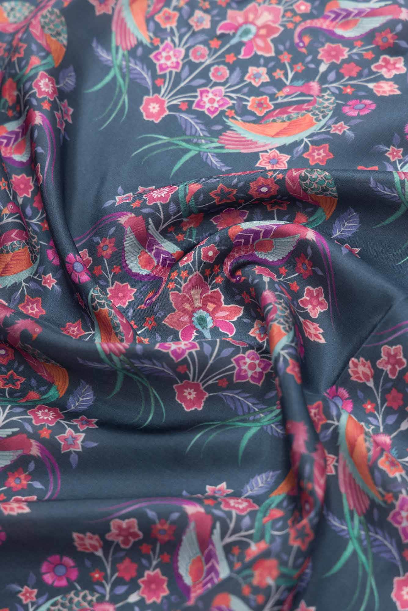 Premika Dark Teal floral design saree from Chintz Collection, Designed by Nalli