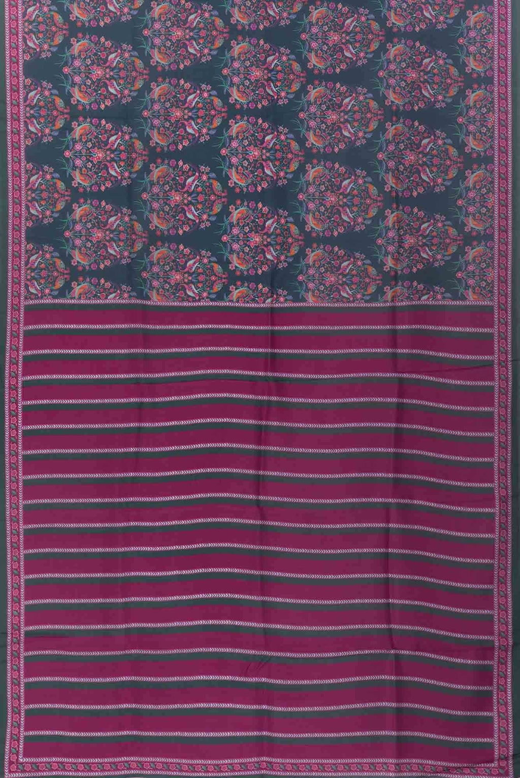 Premika Dark Teal floral design saree from Chintz Collection, Designed by Nalli