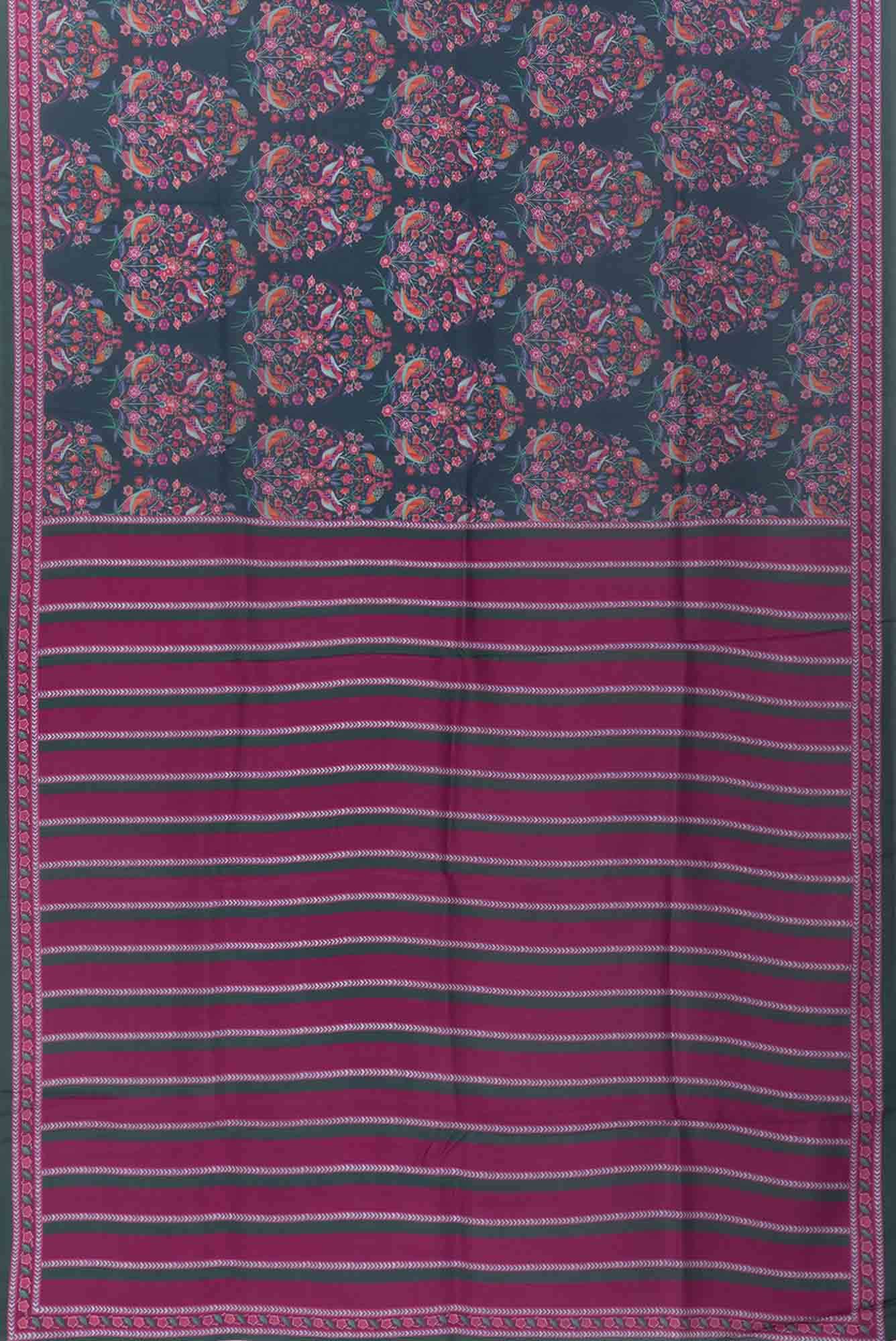 Premika Dark Teal floral design saree from Chintz Collection, Designed by Nalli