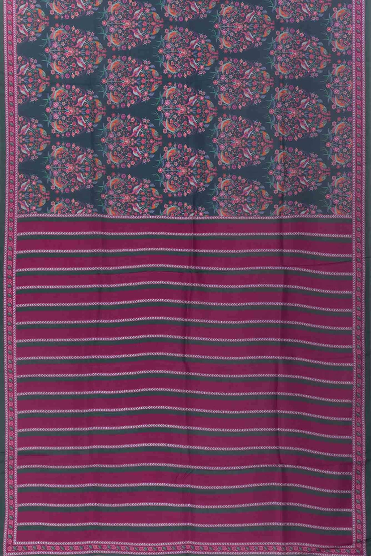 Premika Dark Teal floral design saree from Chintz Collection, Designed by Nalli