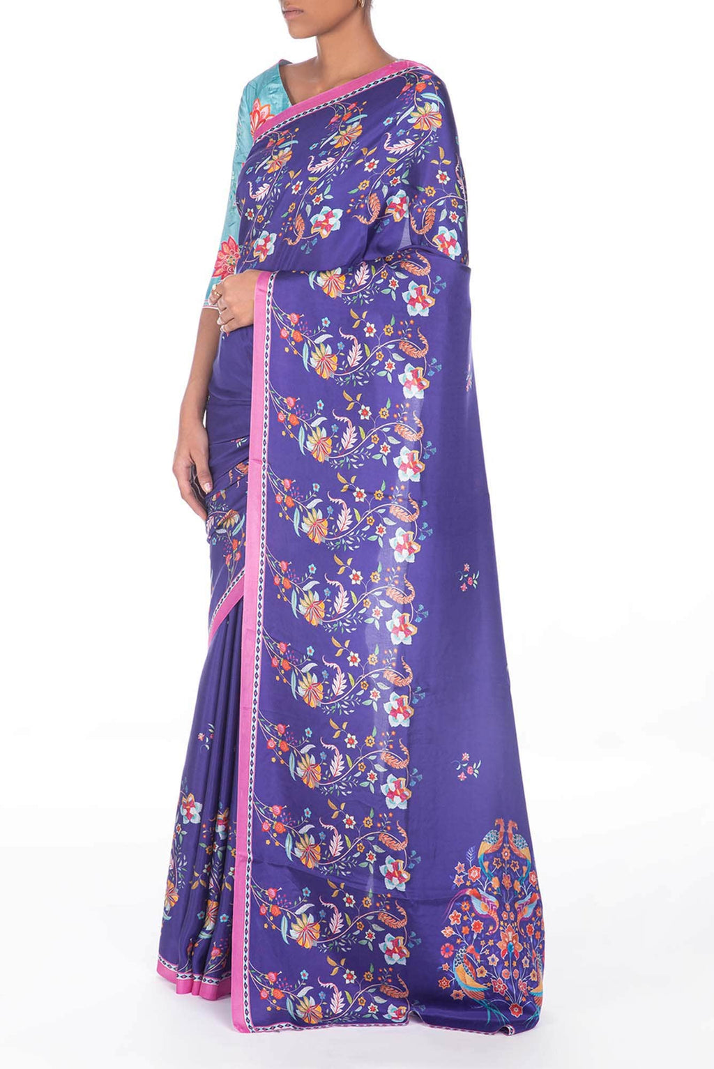 Nupur violet floral design saree from Chintz Collection, Designed by Nalli