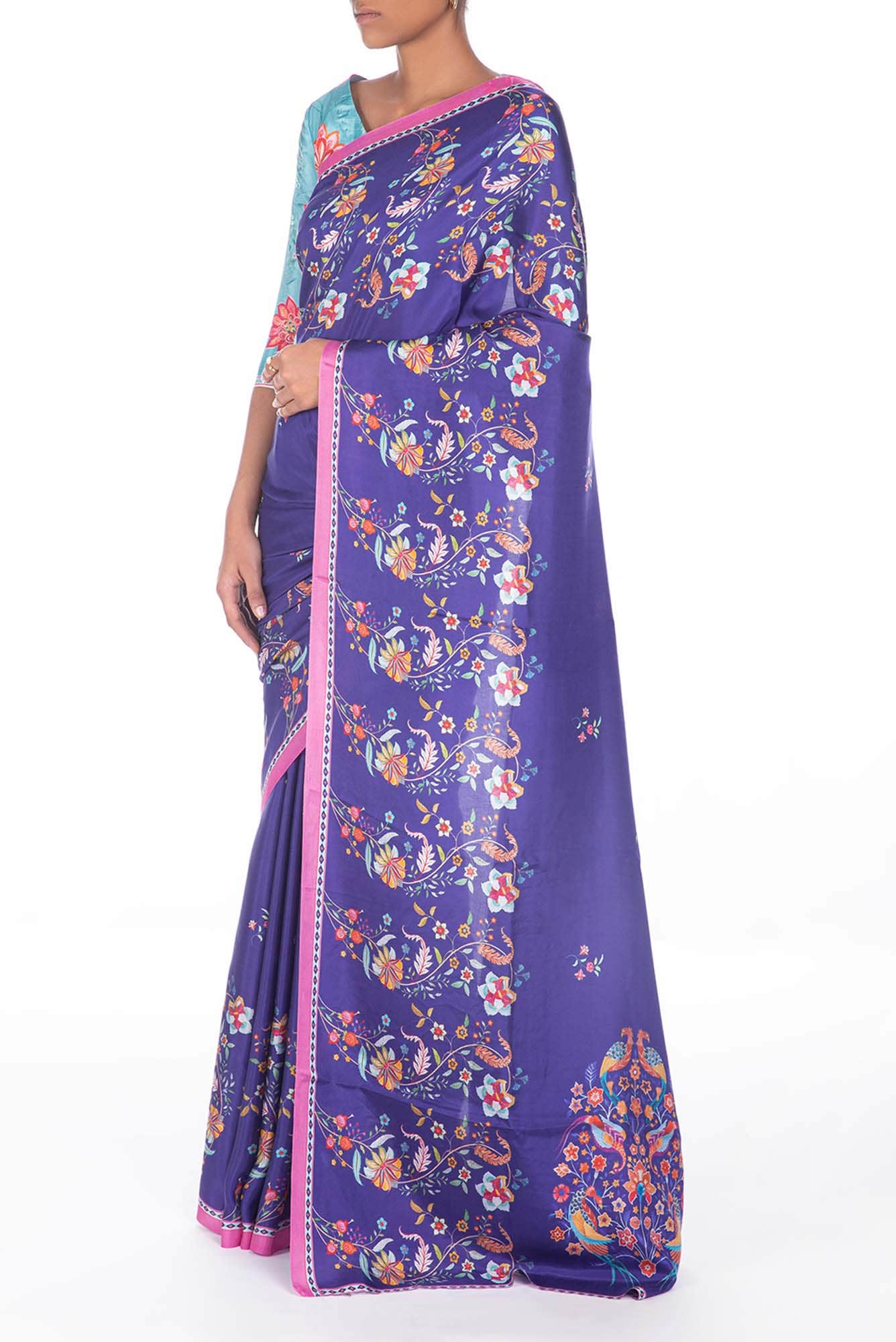 Nupur violet floral design saree from Chintz Collection, Designed by Nalli