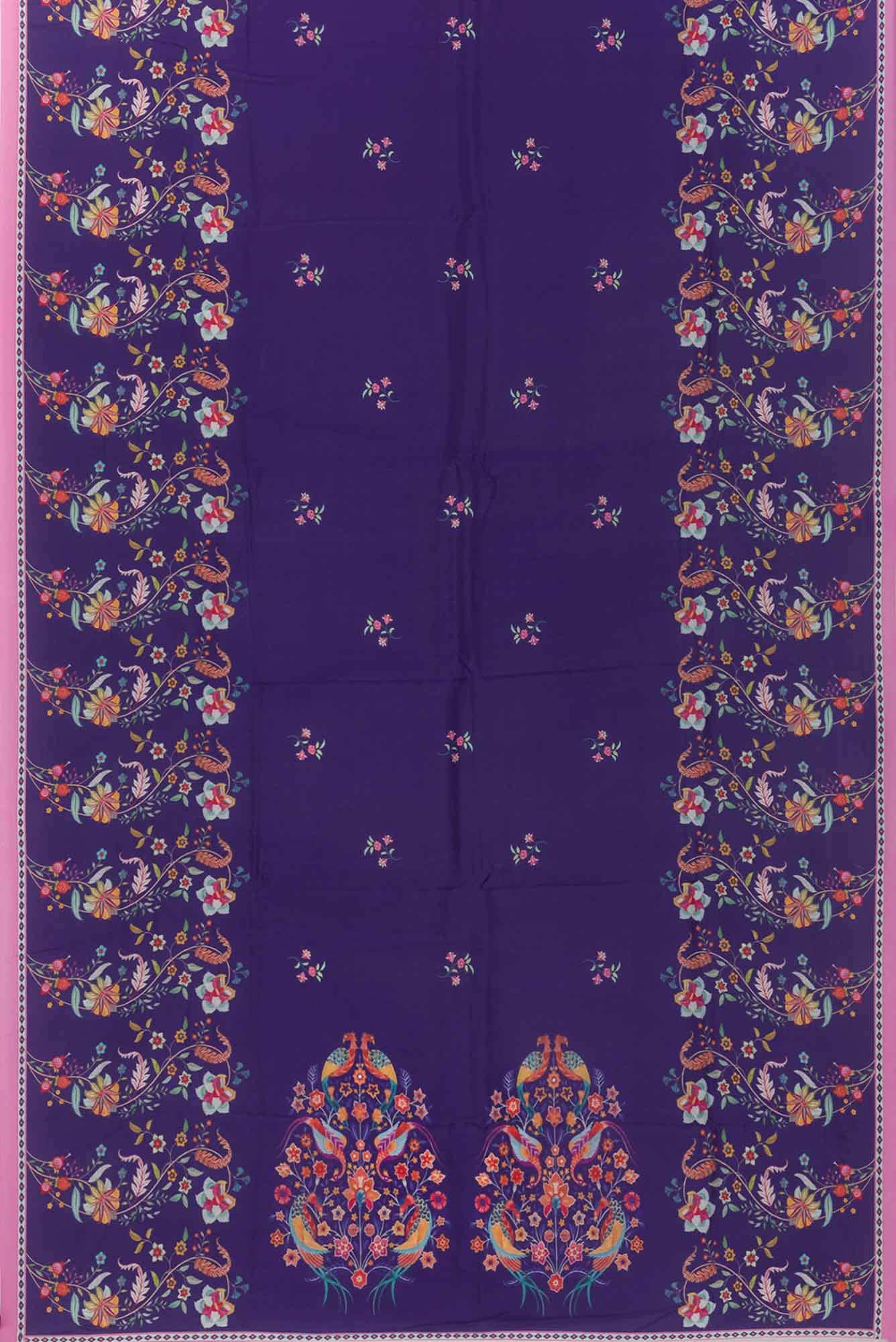 Nupur violet floral design saree from Chintz Collection, Designed by Nalli