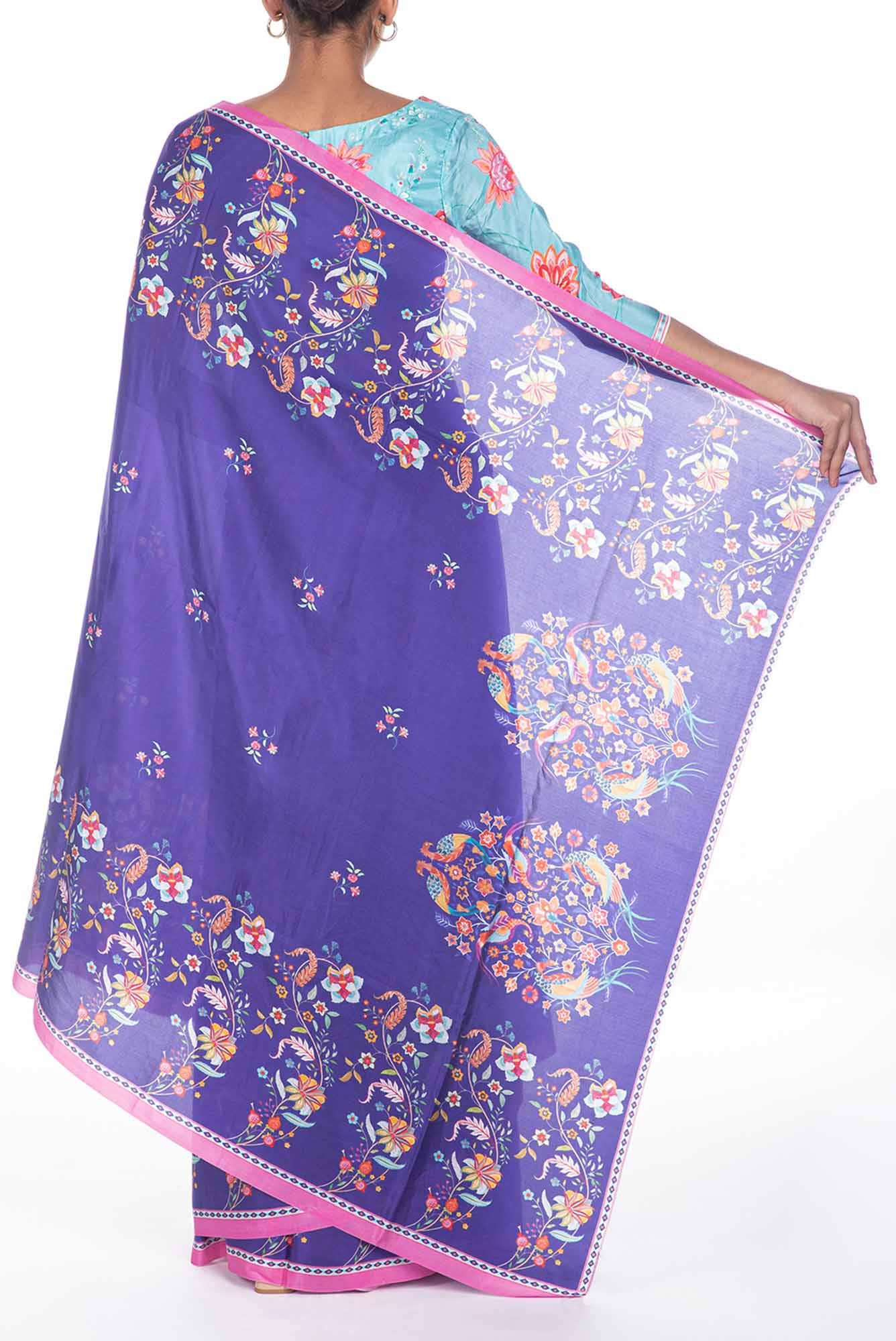 Nupur violet floral design saree from Chintz Collection, Designed by Nalli