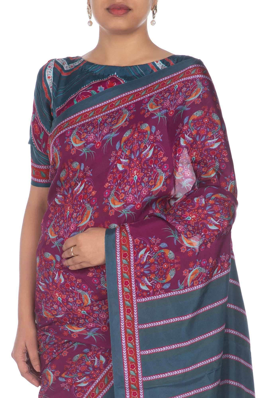 Premika Purple floral design saree from Chintz Collection, Designed by Nalli