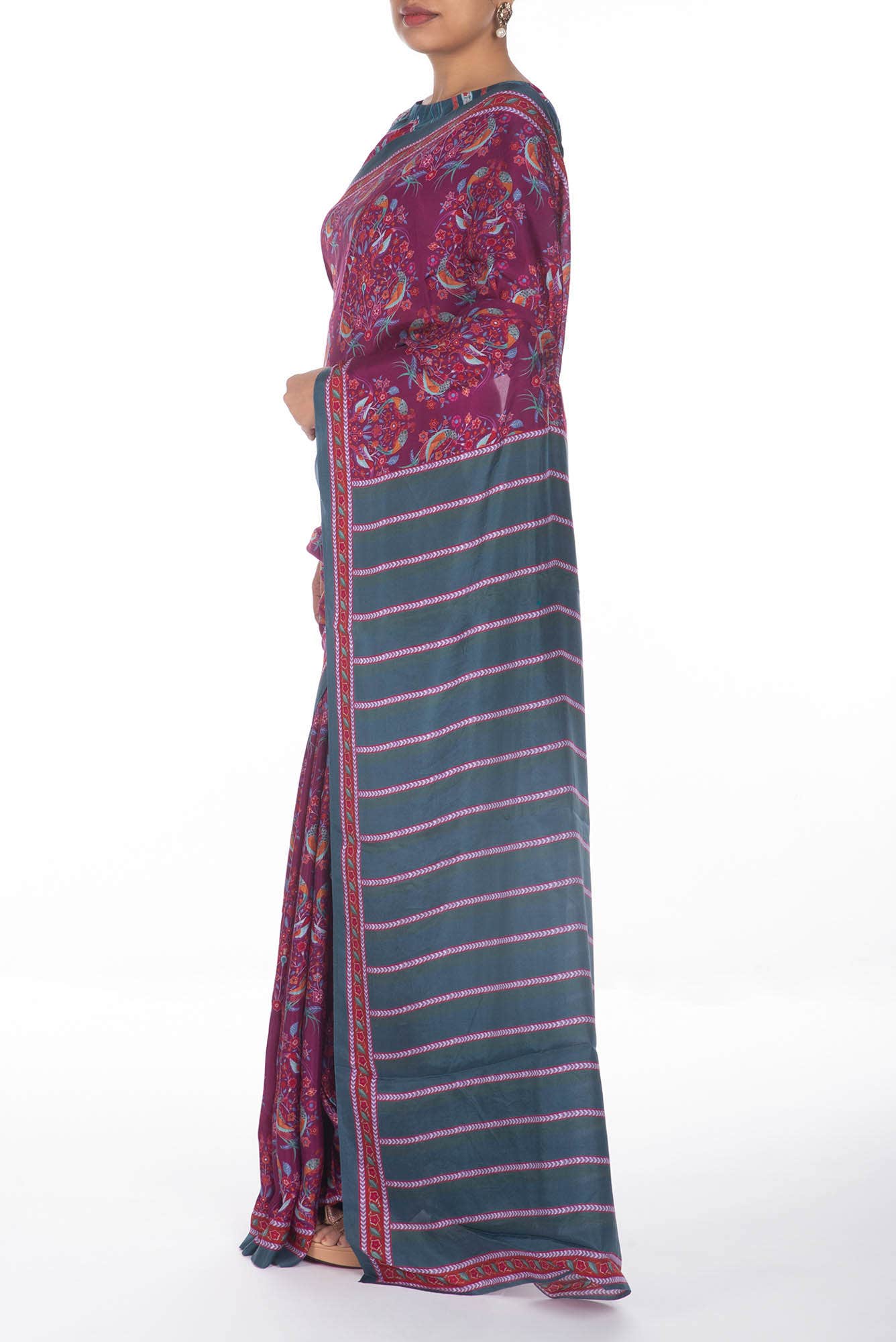 Premika Purple floral design saree from Chintz Collection, Designed by Nalli