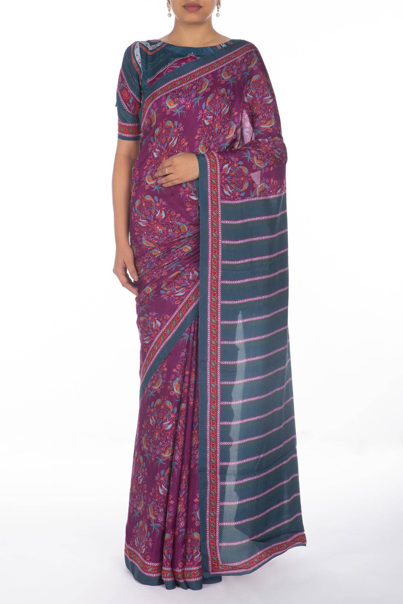 Premika Purple floral design saree from Chintz Collection, Designed by Nalli