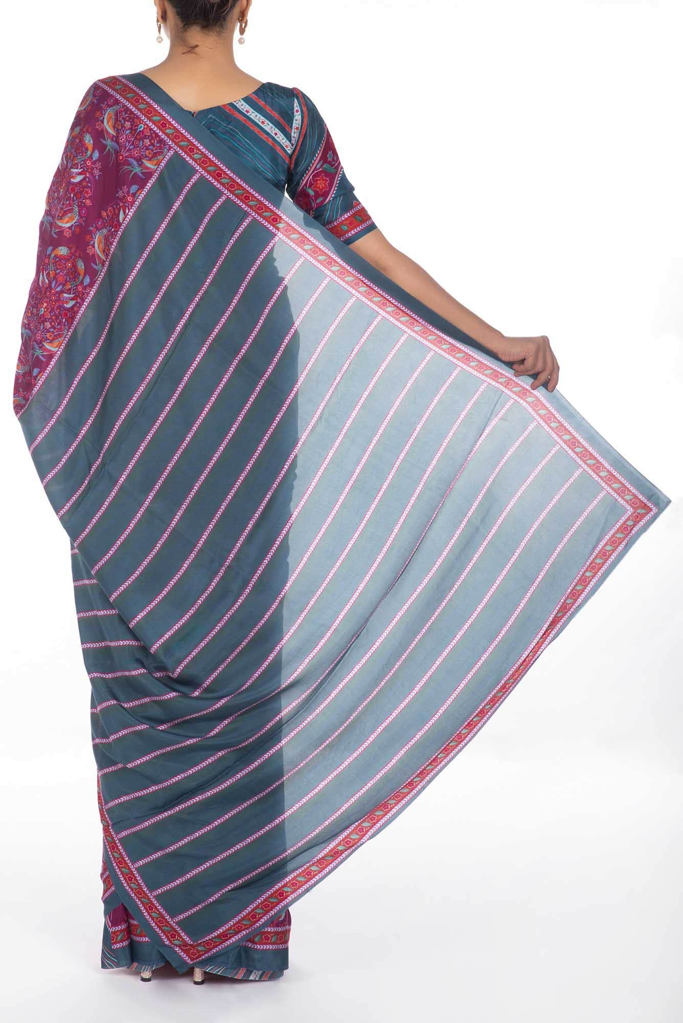 Premika Purple floral design saree from Chintz Collection, Designed by Nalli