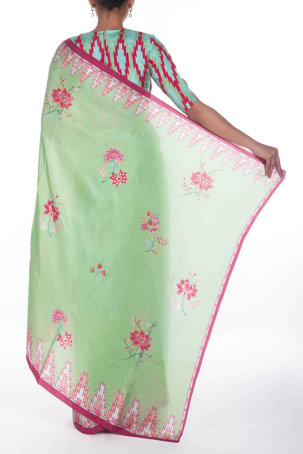 Sadhna Green floral design saree from Chintz Collection, Designed by Nalli