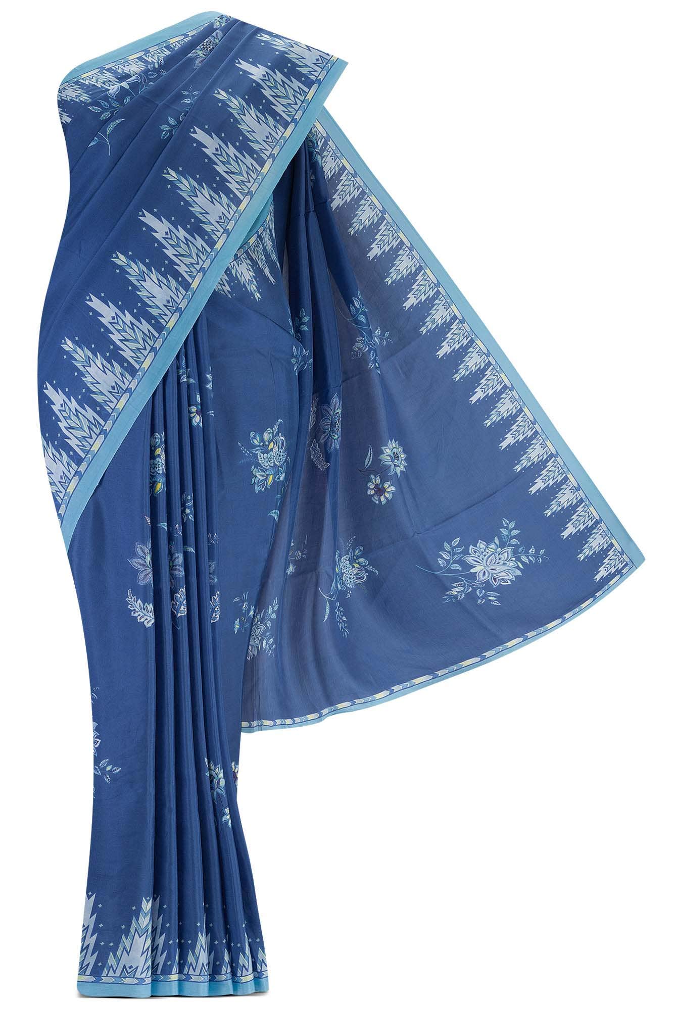 Sadhna Blue floral design saree from Chintz Collection, Designed by Nalli