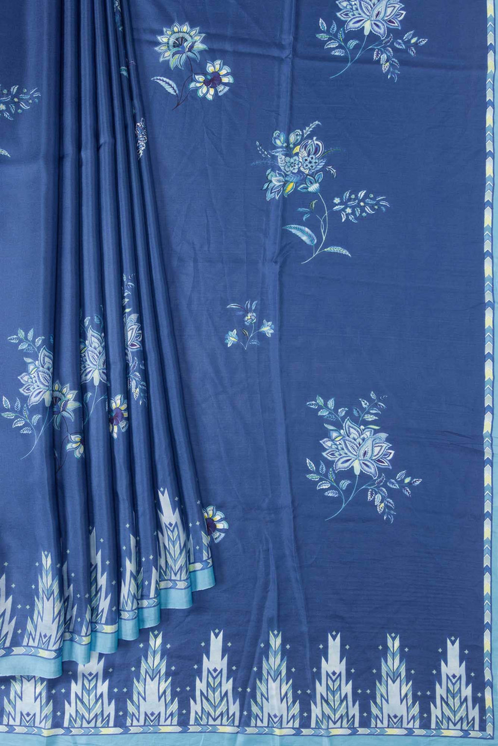 Sadhna Blue floral design saree from Chintz Collection, Designed by Nalli