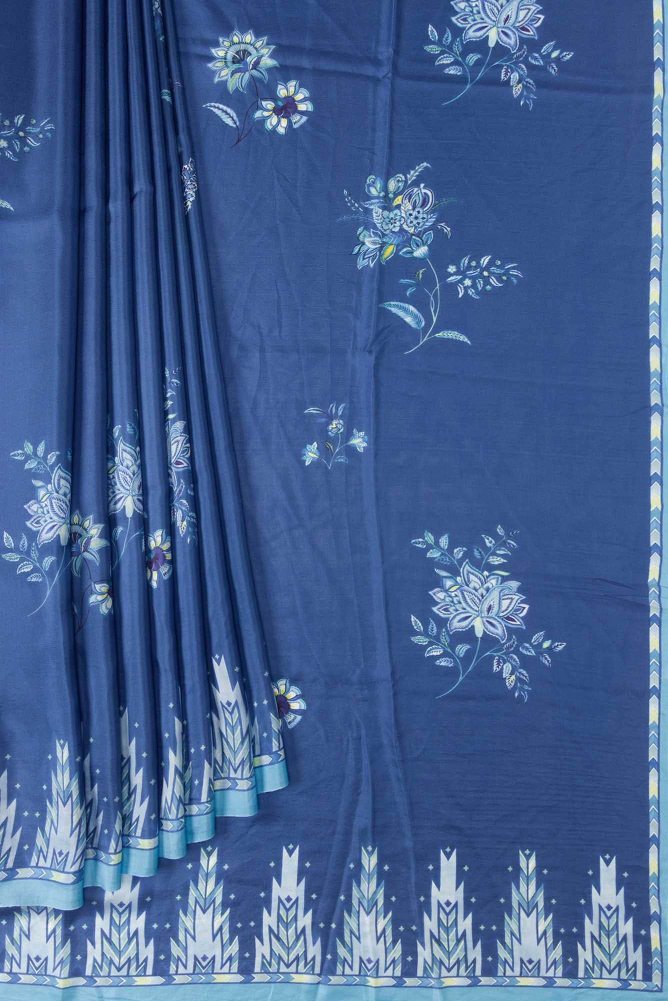 Sadhna Blue floral design saree from Chintz Collection, Designed by Nalli
