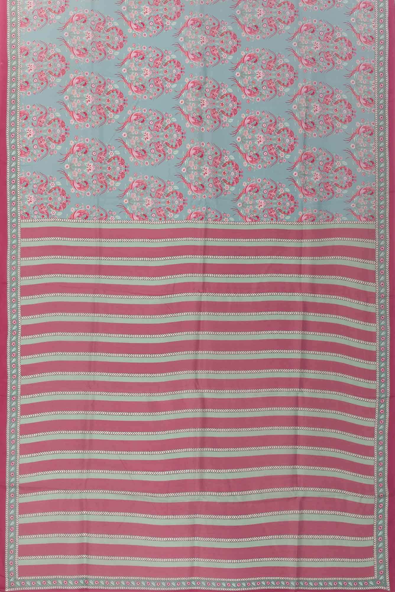 Premika Light Turquoise floral design saree from Chintz Collection, Designed by Nalli