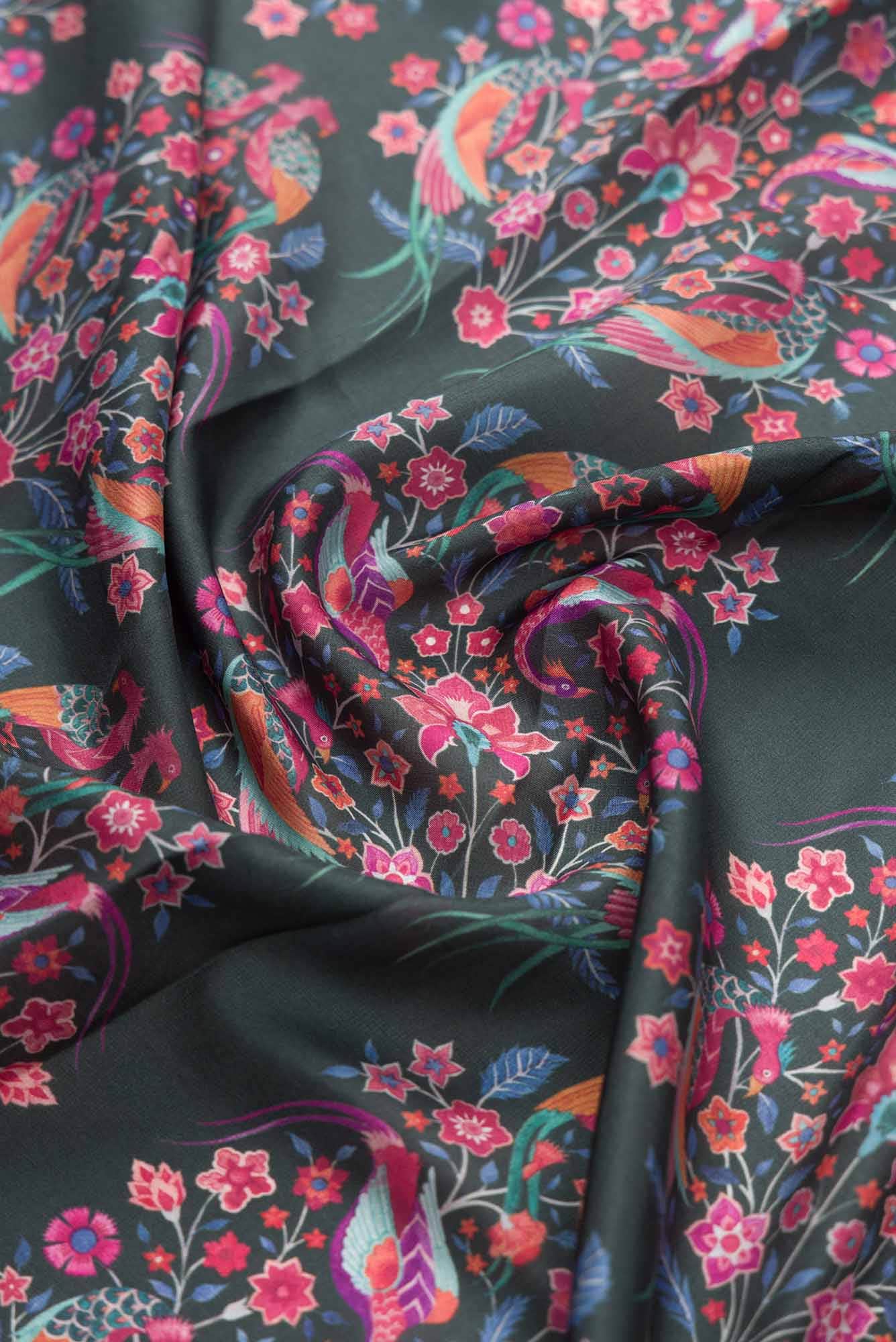 Premika Dark Green floral design saree from Chintz Collection, Designed by Nalli