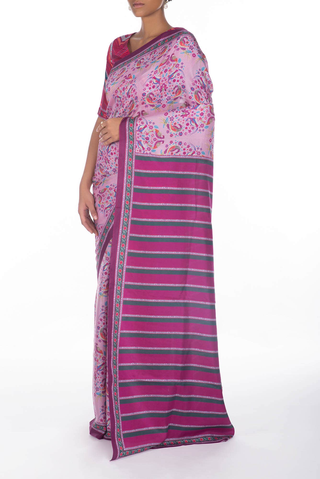 Premika Pink floral design saree from Chintz Collection, Designed by Nalli
