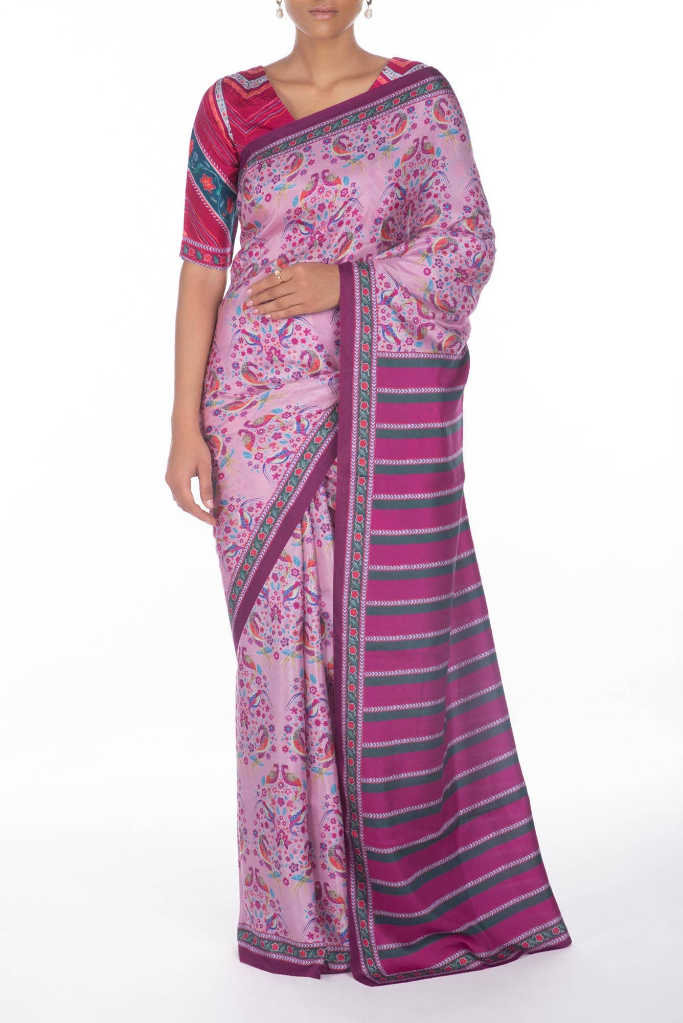 Premika Pink floral design saree from Chintz Collection, Designed by Nalli