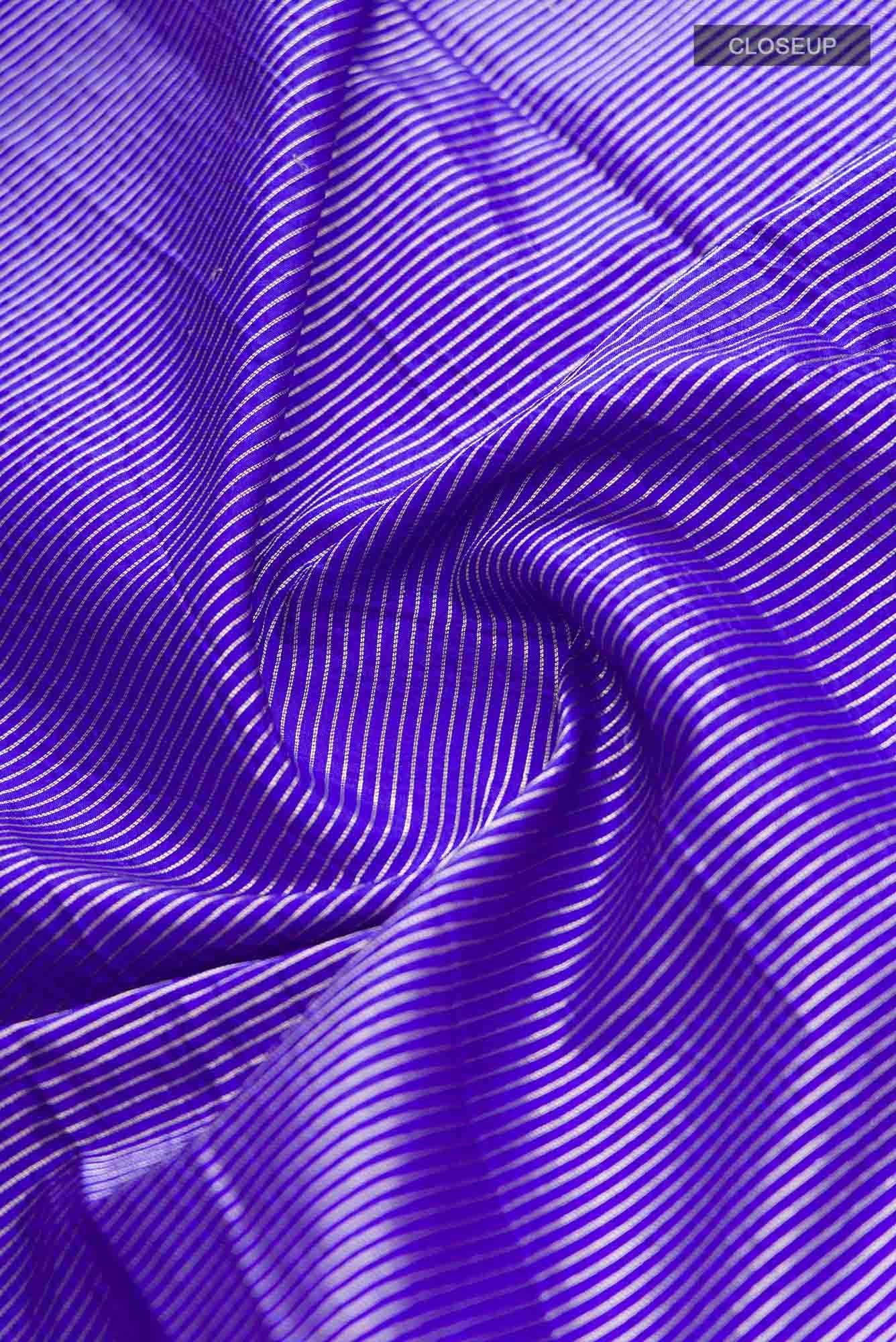 Classic Chrysanthemum- Blue Banarasi Saree