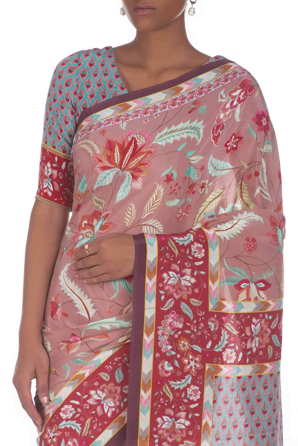 Bagicha Rose Gold floral design saree from Chintz Collection, Designed by Nalli