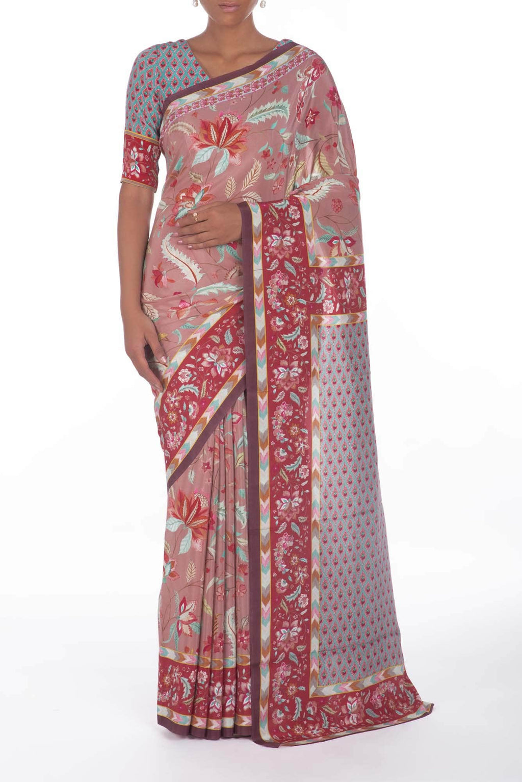 Bagicha Rose Gold floral design saree from Chintz Collection, Designed by Nalli